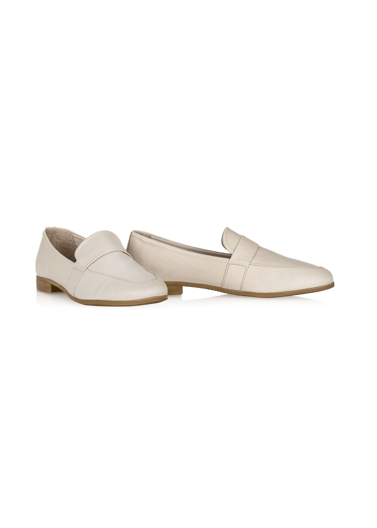 Women's cream leather moccasins BUTYD-1074-12(W24)-02