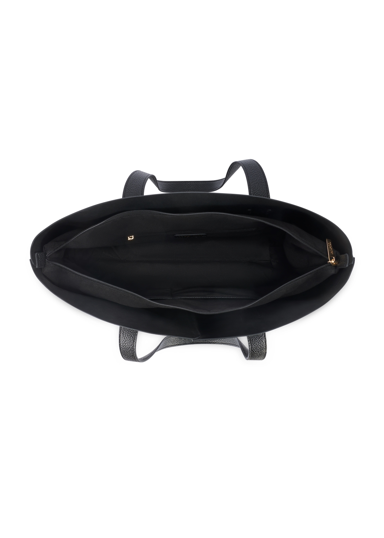 Black women's shopper bag TOREC-1208-9I(W26), product view from the inside on a white background.