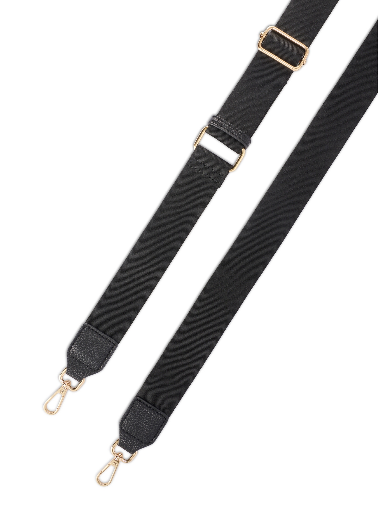 Small black women's handbag TOREC-1174-99(W26), view of the product strap on a white background.