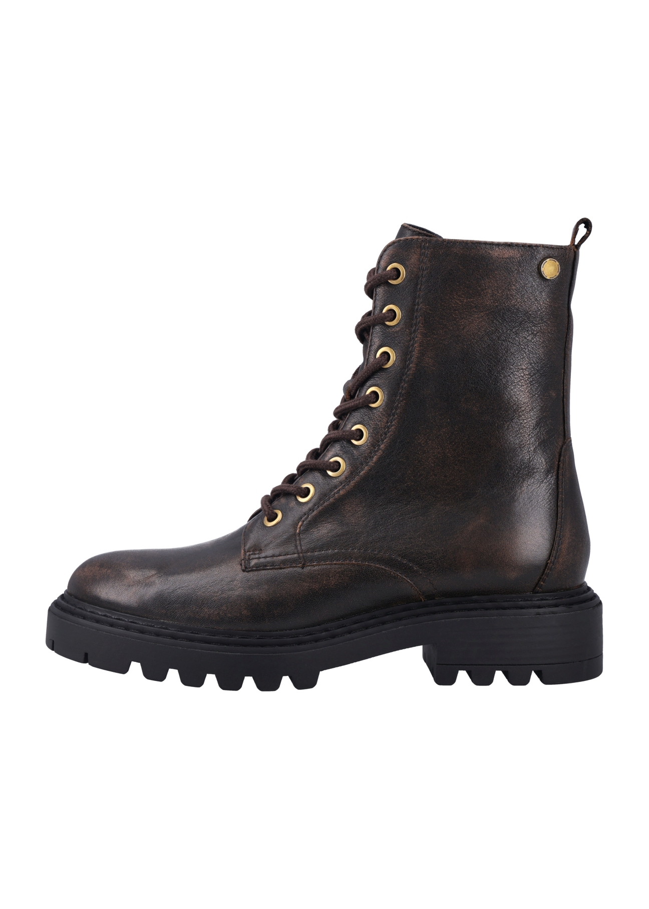 Brown women's ankle boots BUTYD-1192-1H(Z26), side view of the product on a white background.