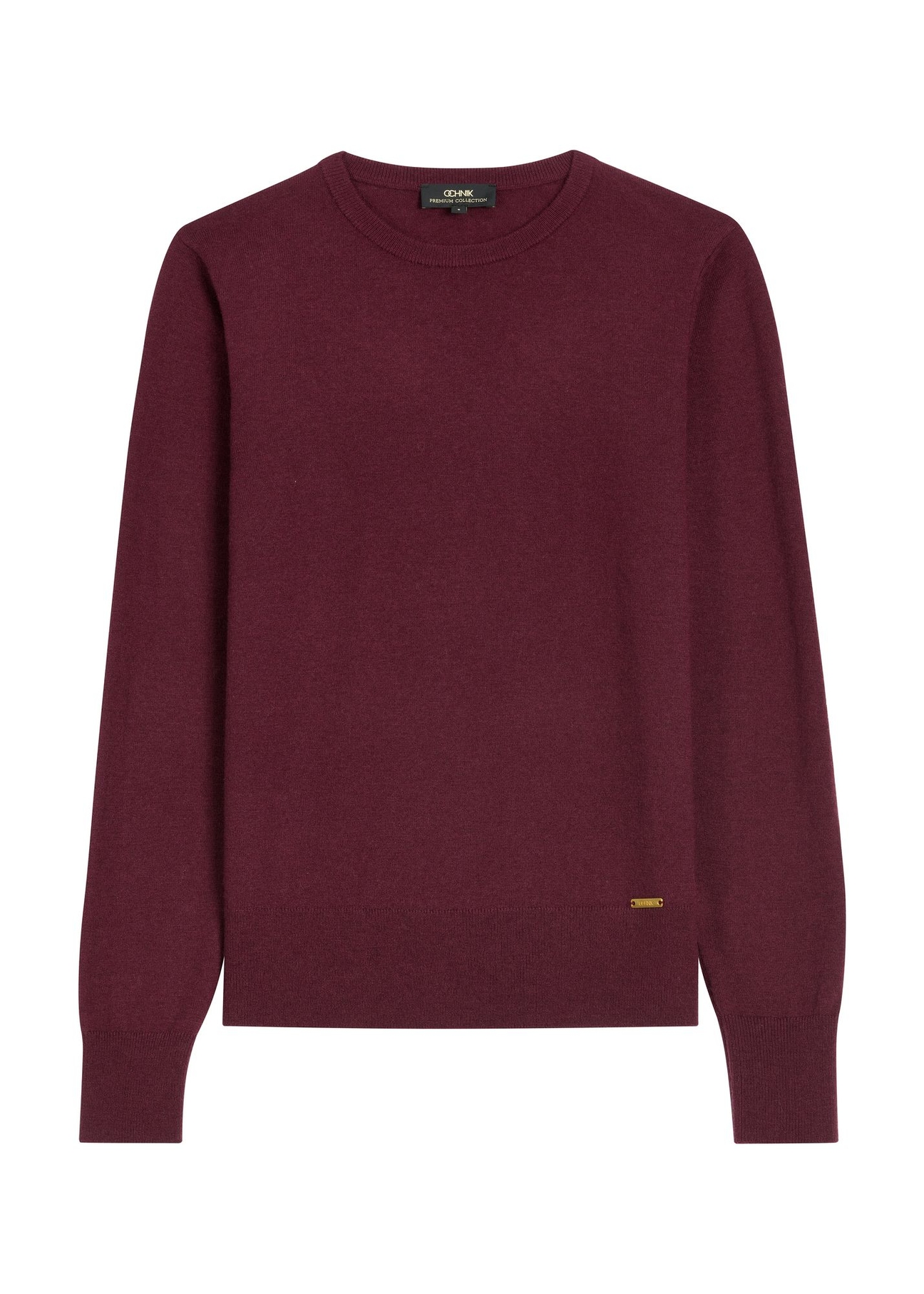 Burgundy wool sweater SWEDT-0267-4D(Z26) - front product view, on a white background.