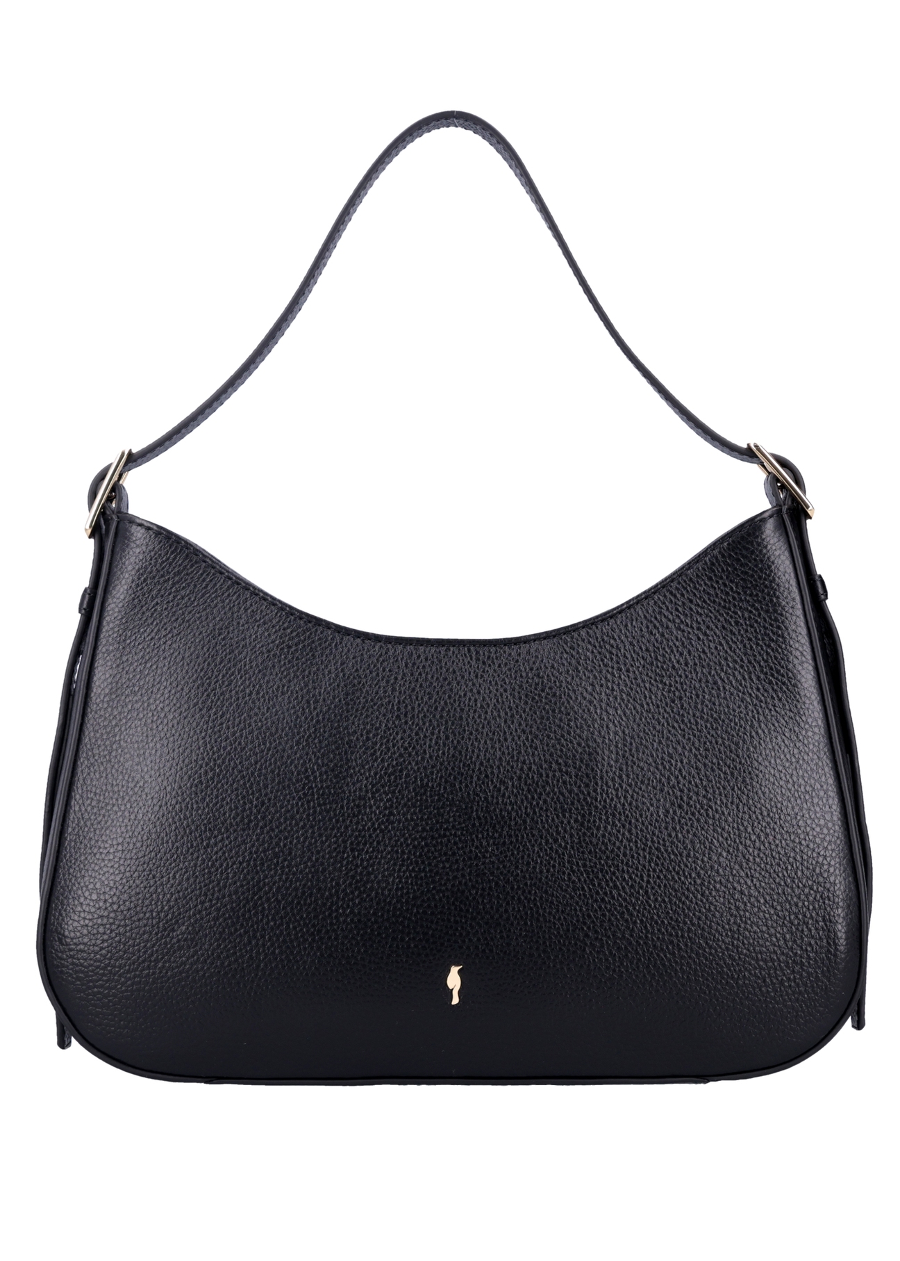 Black leather women's shoulder bag TORES-1348-9I(Z26), front product view on white background.
