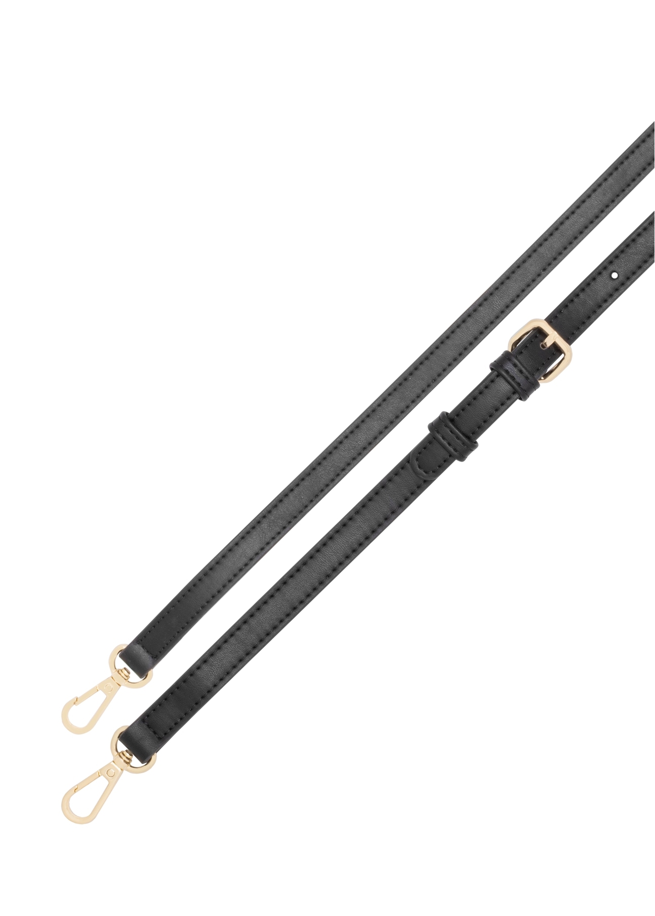 Small black monogrammed trunk bag TOREC-1292-9P(Z26), view of the detachable strap of the product on a white background.