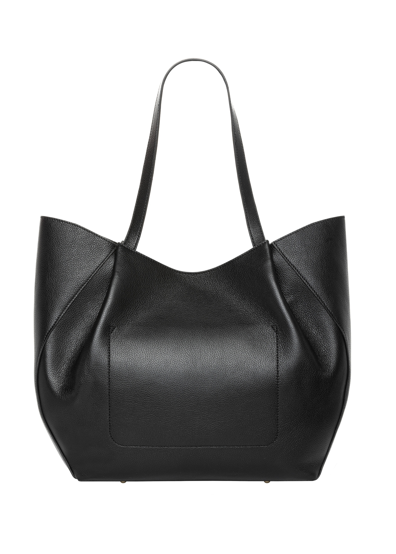 Women's leather black shopper bag TORES-1358-99(Z26), back view of the product on a white background.