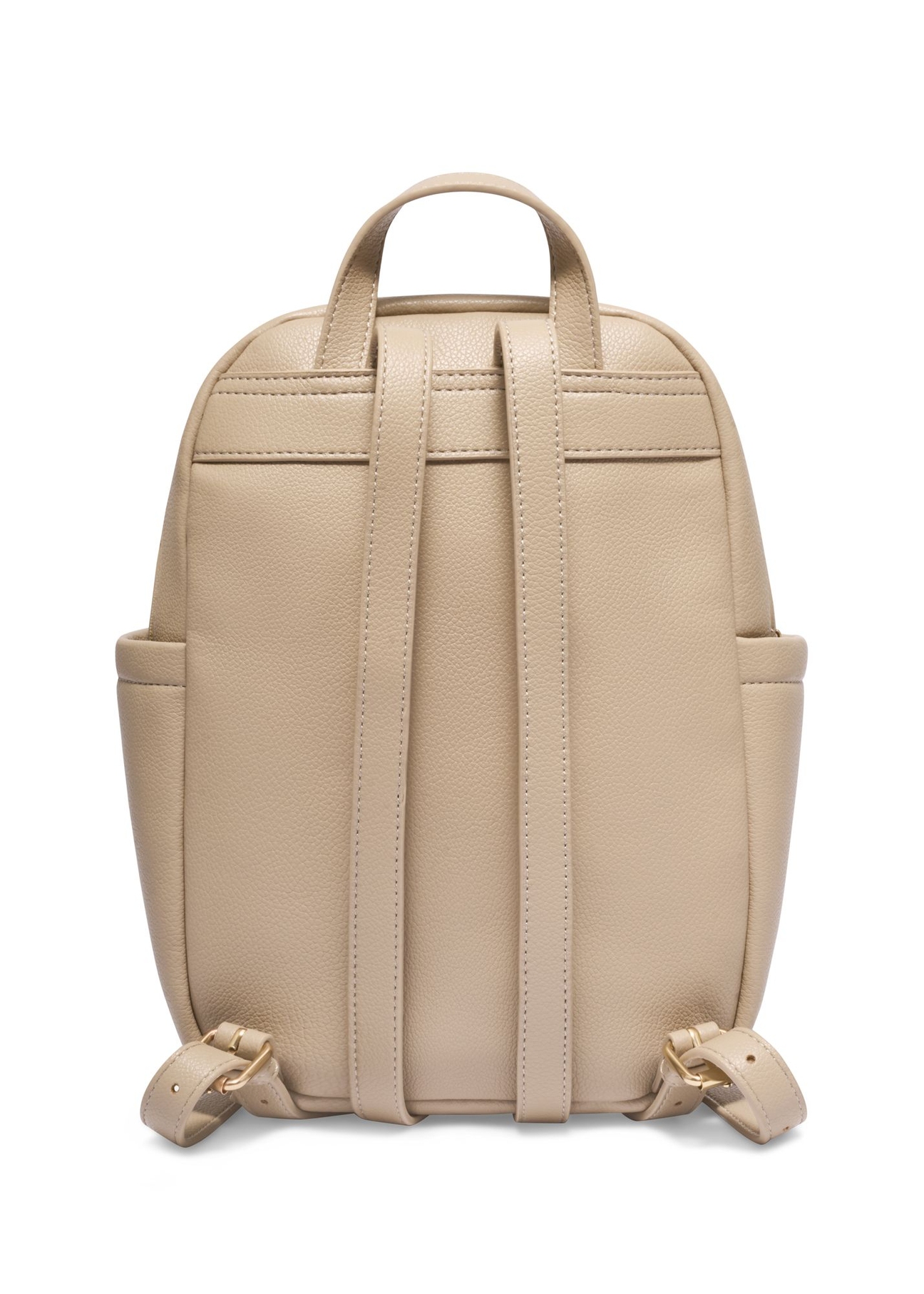Beige women's imitation leather backpack TOREC-1246-1B(Z26) - product view from the back, on a white background.