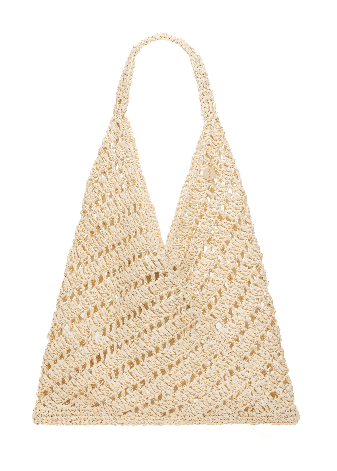 Beige women's handbag made of natural straw TOREC-1220-1E(W26), front product view on white background.