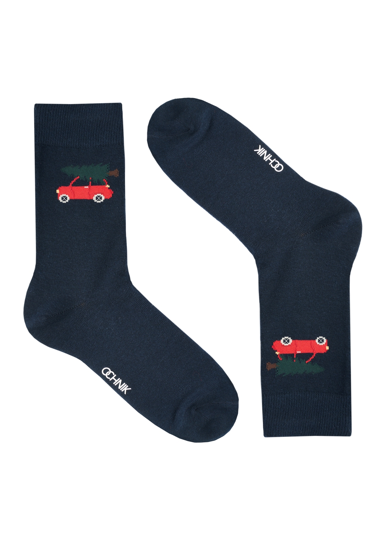 Set of long men's Christmas socks ZESMT-0060-15(Z25), view of the third pair of the product on a white background.