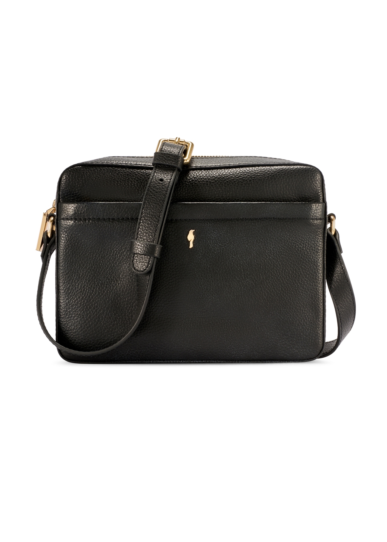 Black small leather women's handbag TORES-1269-9I(W26), front product view on white background.
