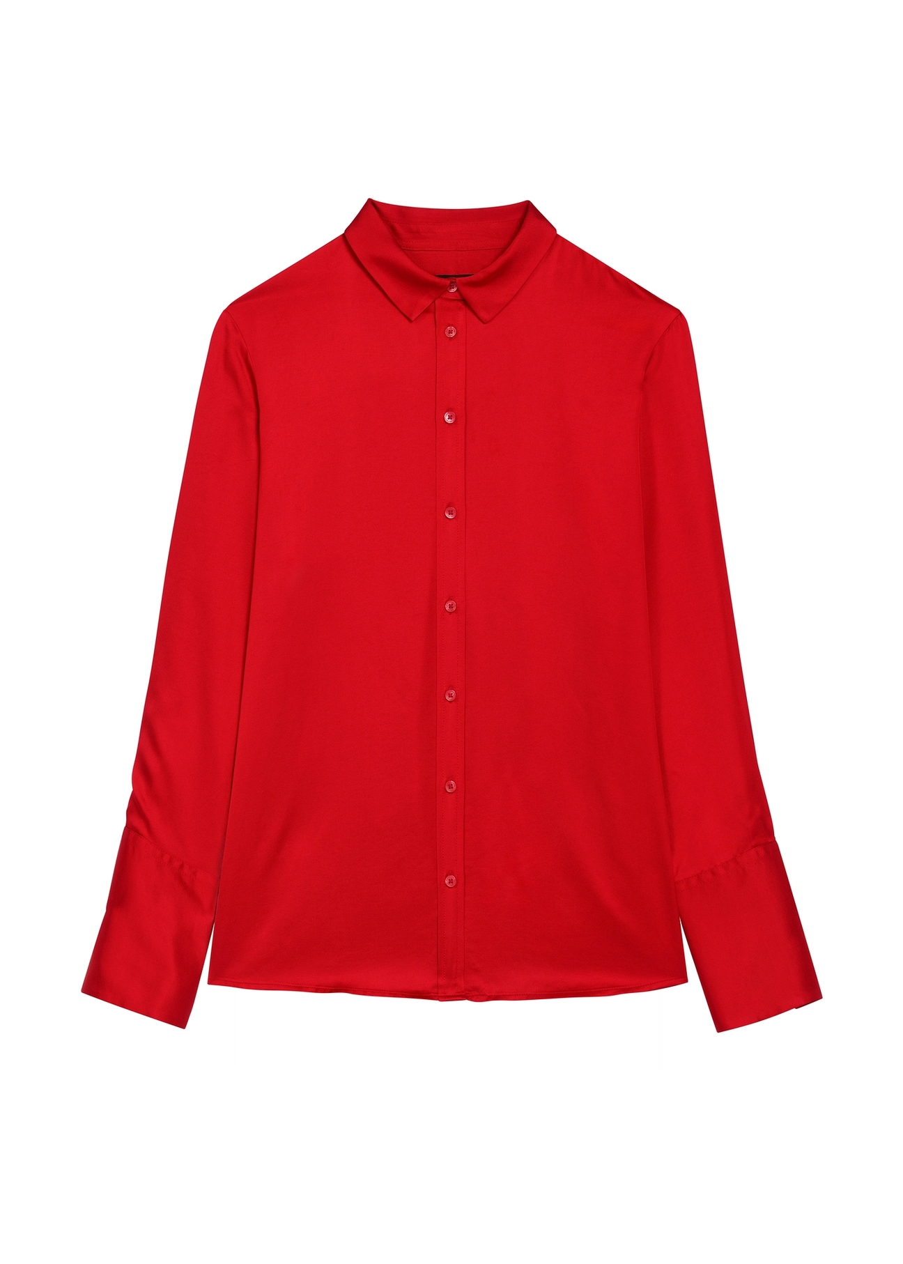 Red women's viscose shirt KOSDT-0183-4B(W26), front product view on white background.
