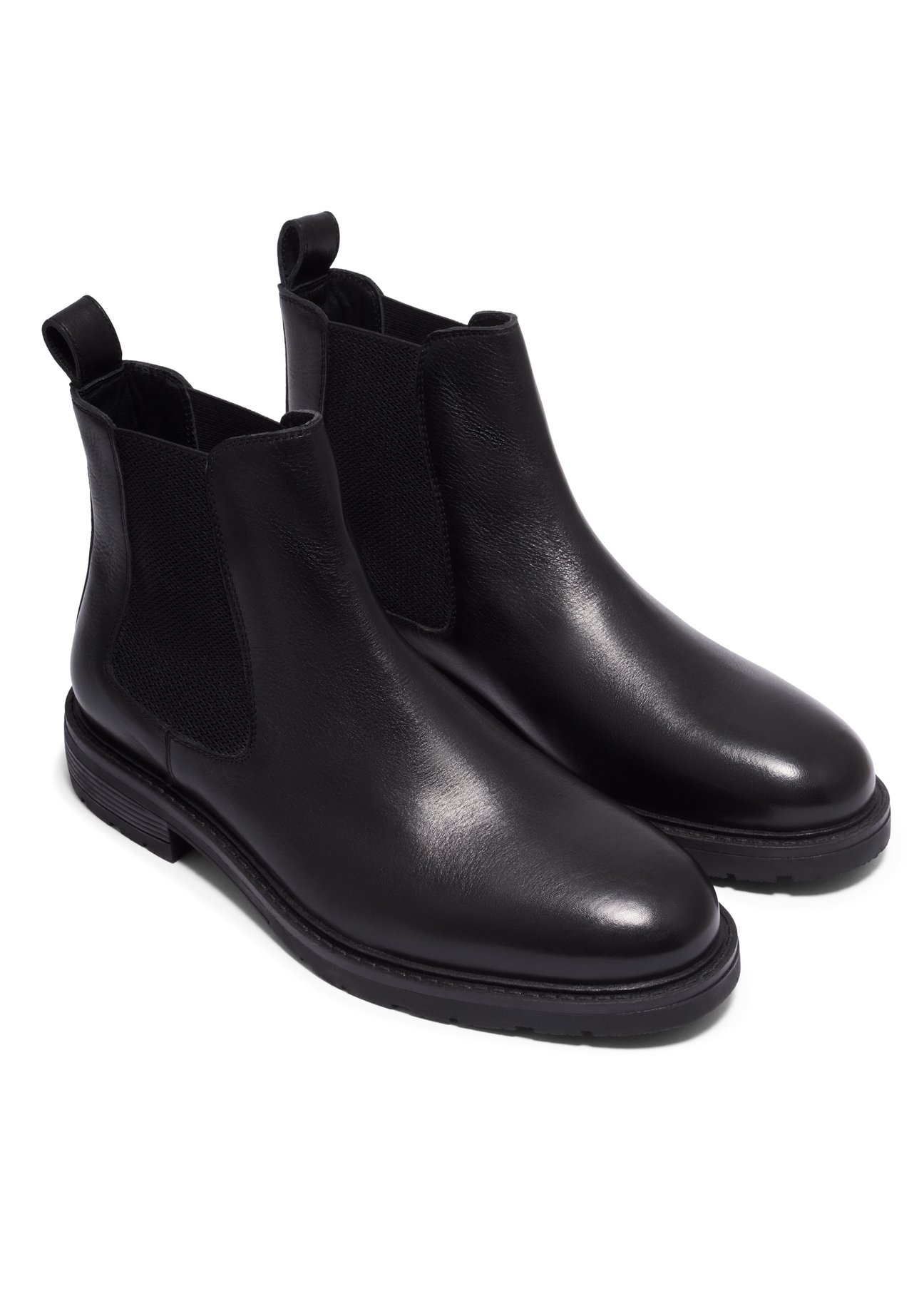 Men's black leather Chelsea boots BUTYM-0521-99(Z26), diagonal product view on a white background.