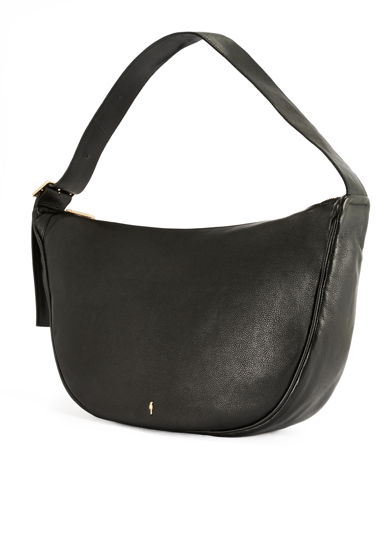 Black leather shoulder bag TORES-1127E-99(Z25), diagonal product view on white background.