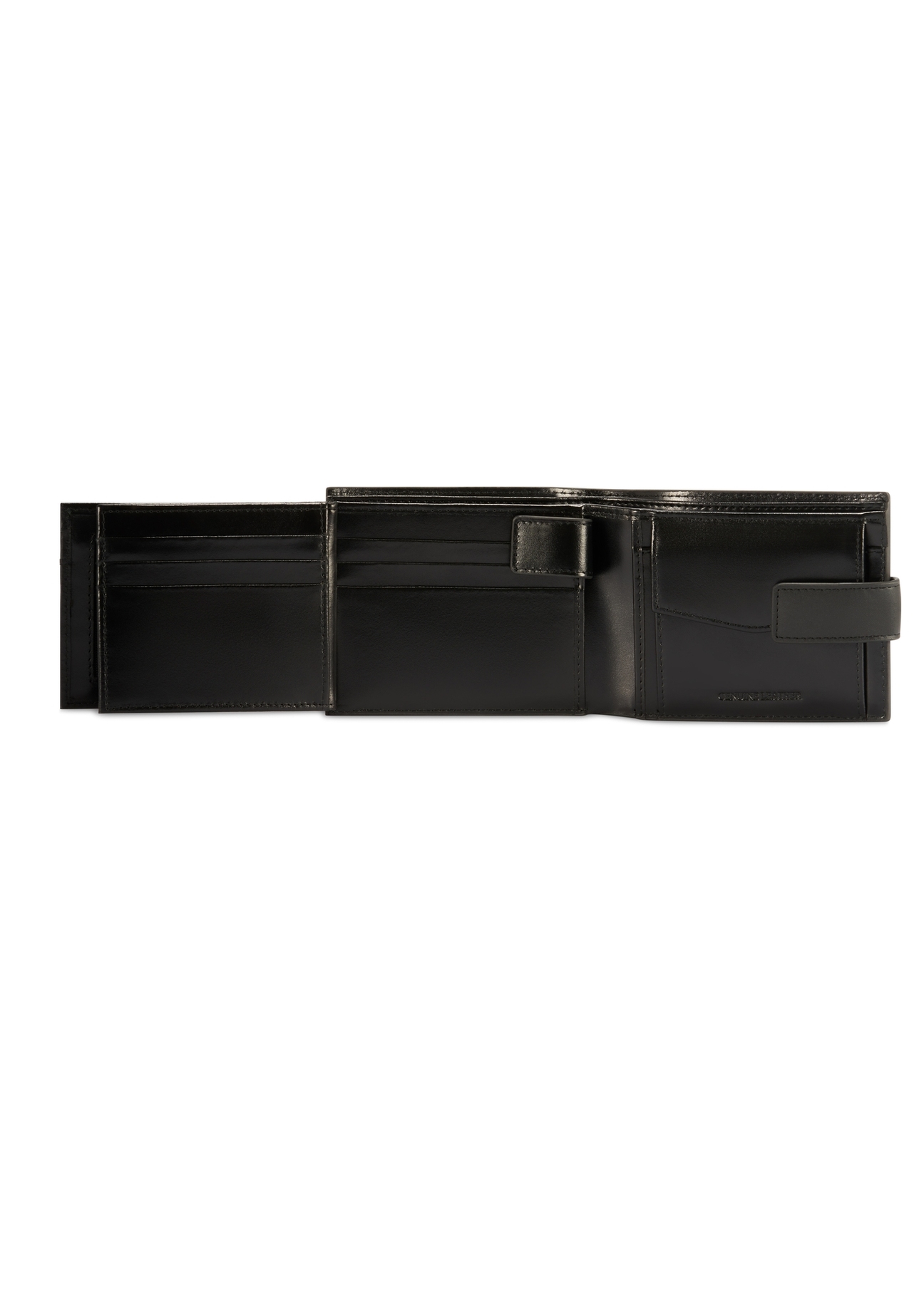 Black leather men's wallet PORMS-0657-99(Z25), product view from the inside on a white background.-03
