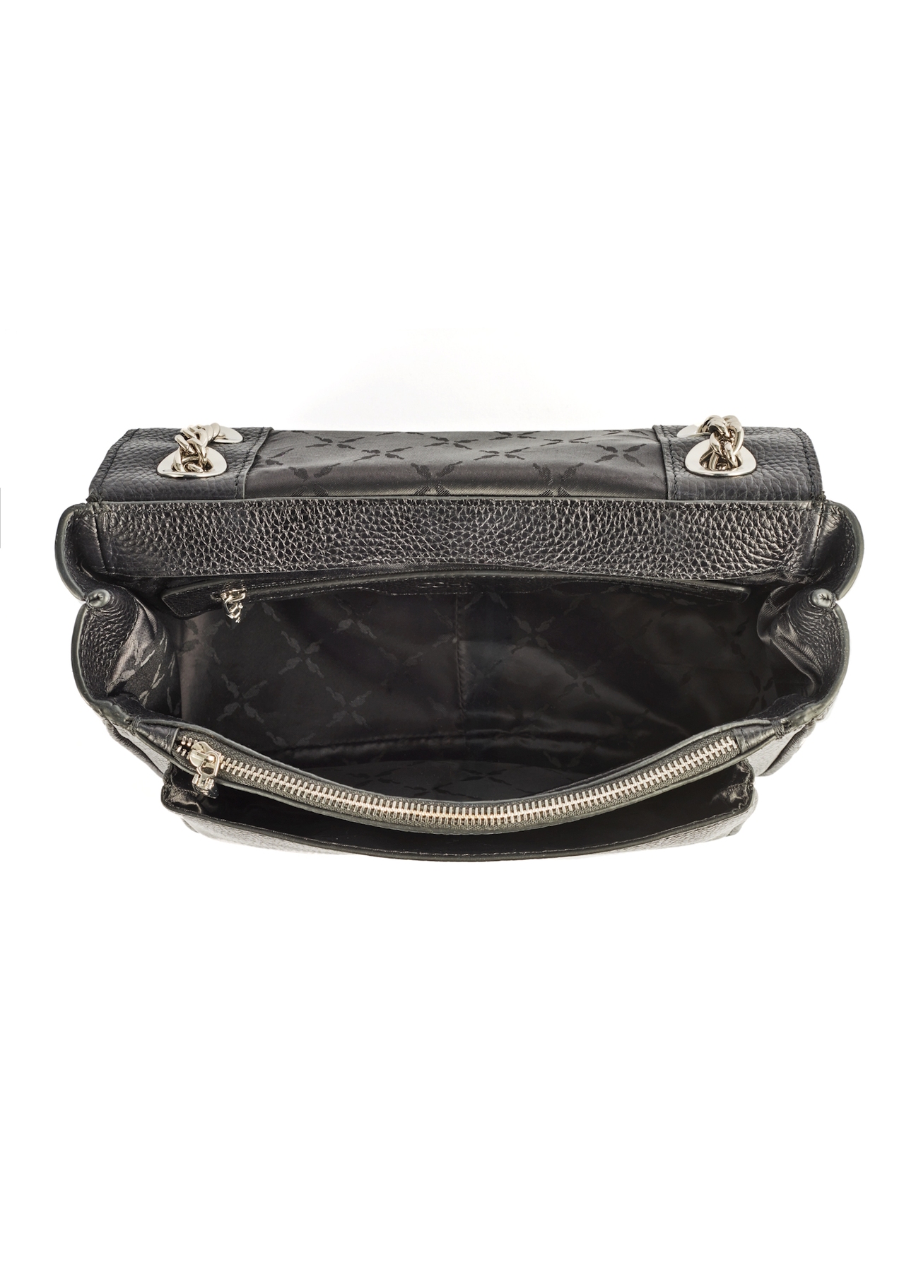 Leather black shoulder bag TORES-1147A-99(Z25) - product view from above on white background.