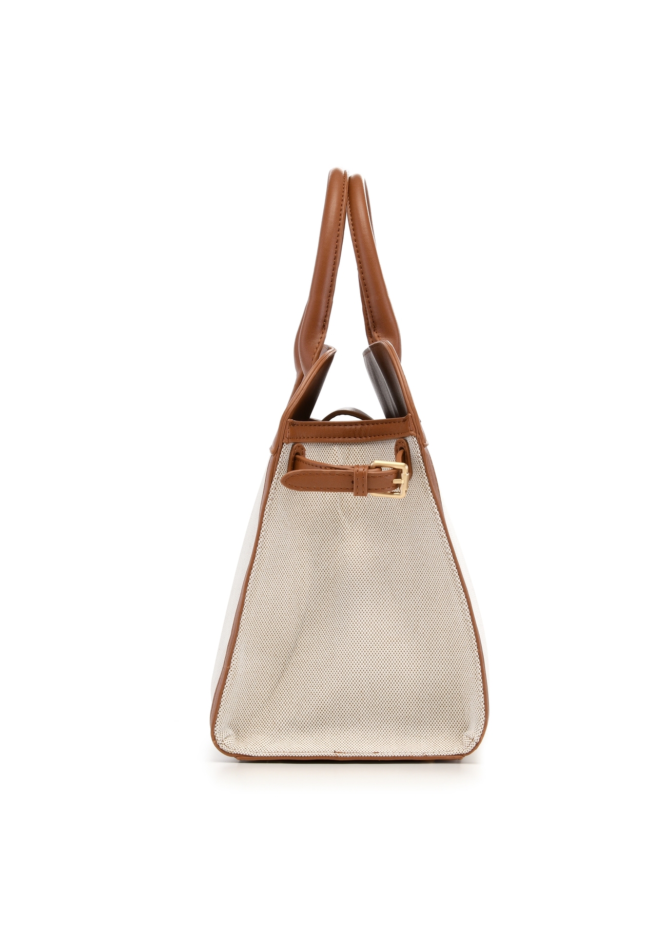 Beige large women's handbag TOREC-1202-0P(W26), side product view on white background.