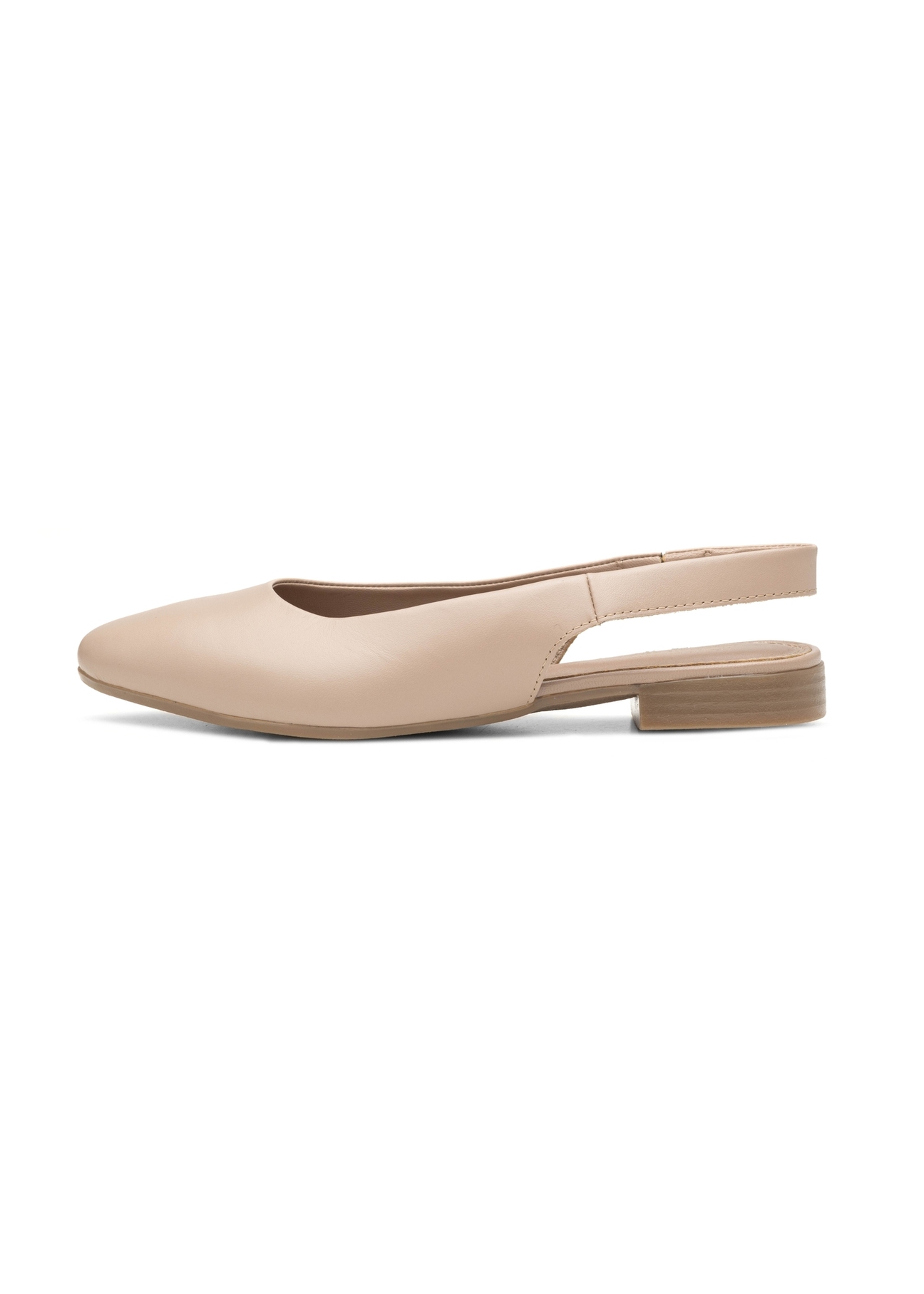 Beige women's ballet flats without a heel BUTYD-1246-1B(W26), side view of the product on a white background.