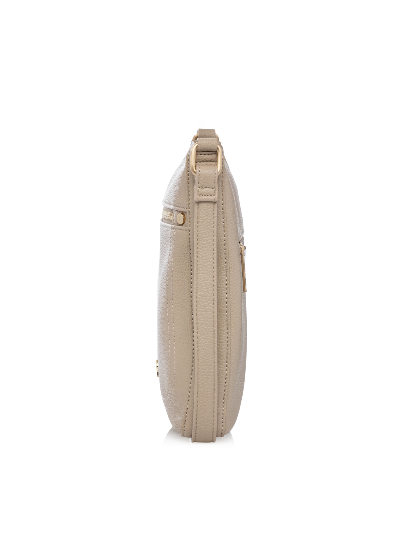 Beige women's imitation leather messenger bag TOREC-1177-1B(W26), side view of the product on a white background.