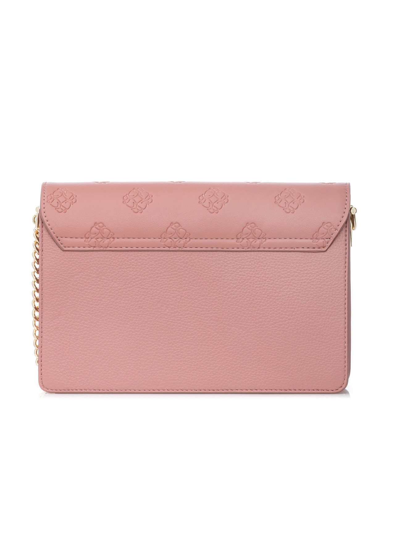 Pink women's handbag with monogram TOREC-0536-5D(W26) - product view from the back, on a white background.