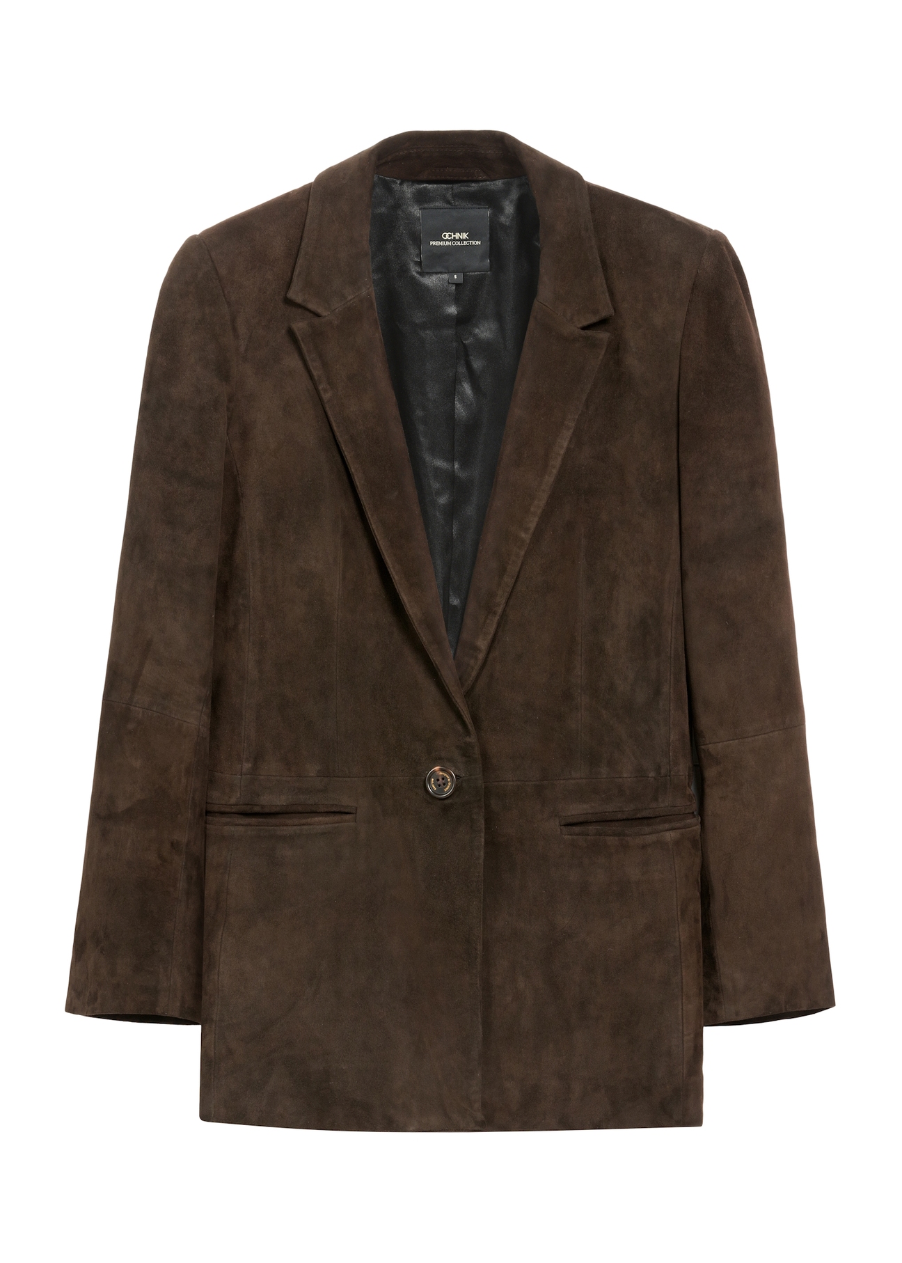 Brown women's suede jacket KURDS-0521-2880(Z25), product view front on white background.