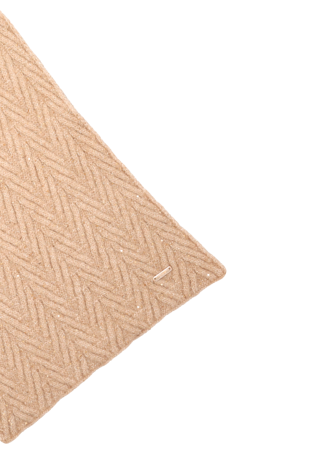 Light beige women's scarf with sequins SZADT-0220-1A(Z26), close-up of the product detail on a white background.