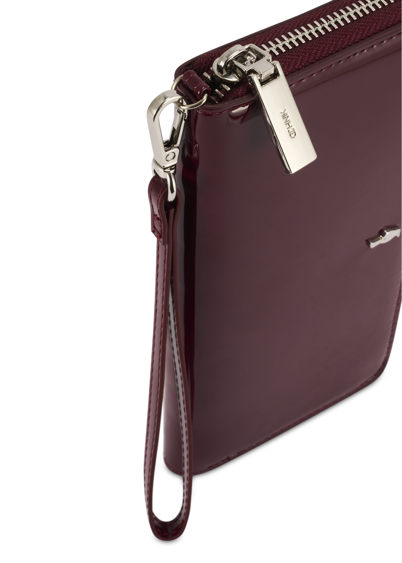 Large burgundy women's wallet POREC-0418-49(Z25), close-up of the product detail, view on a white background.