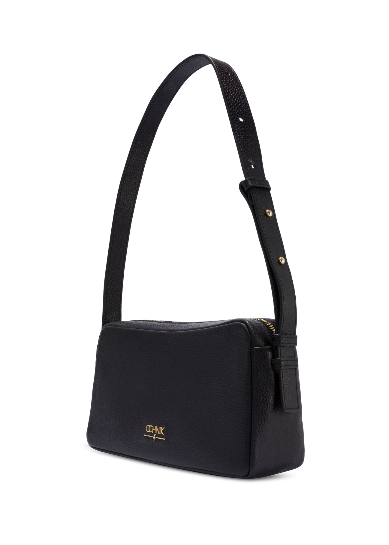 Black leather women's handbag TORES-1277-9I(W26) - diagonal product view, on a white background.