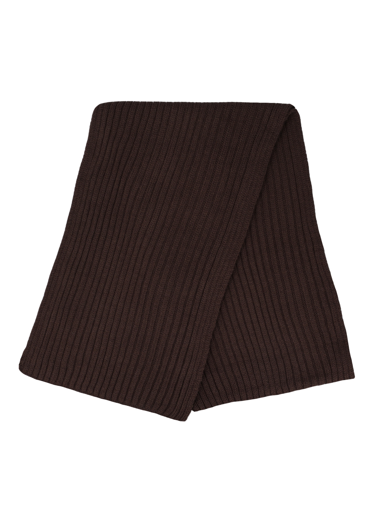 Brown men's winter scarf SZAMT-0016-1I(Z26), front product view on white background.