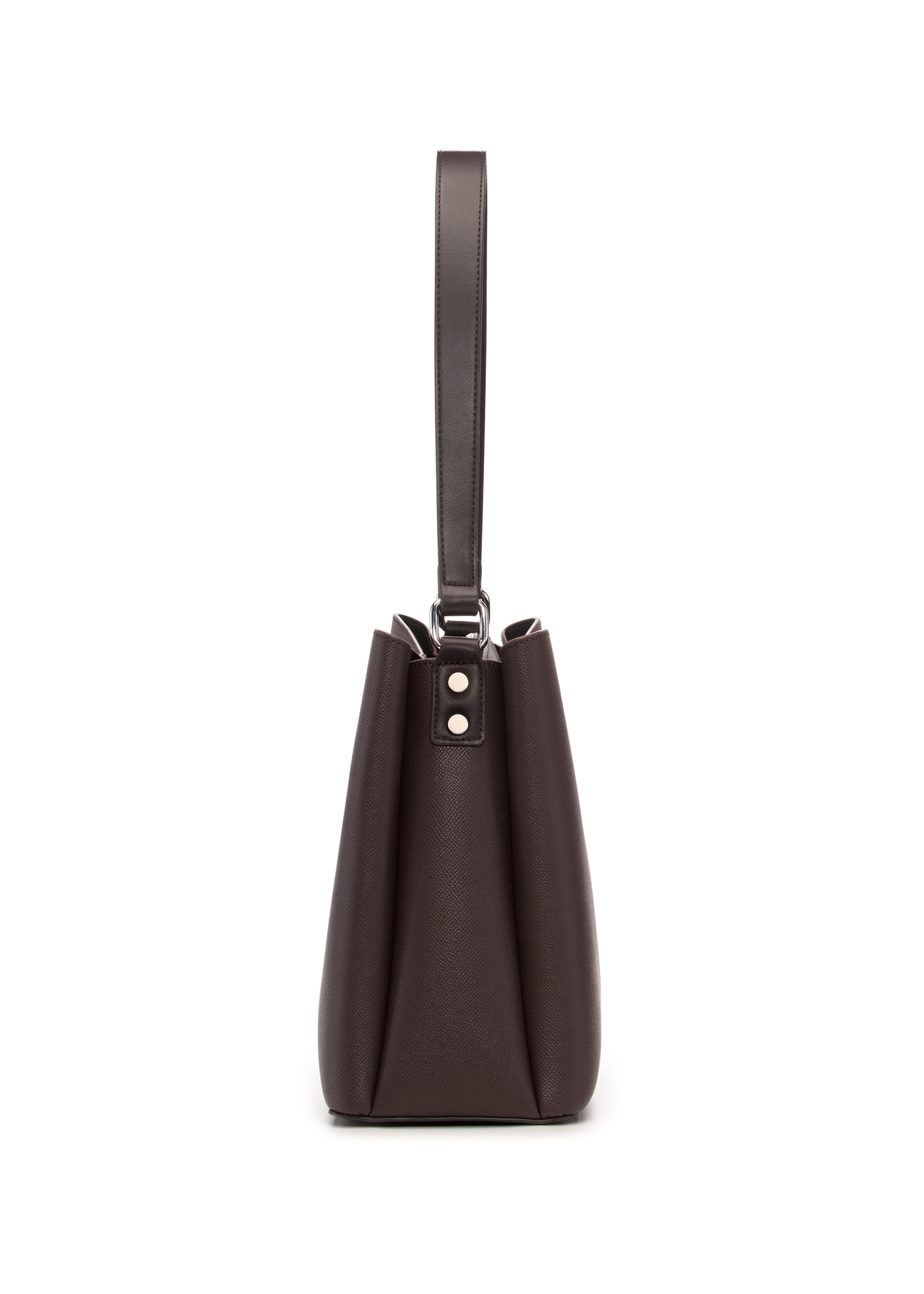Brown women's shoulder bag TOREC-1297-1I(Z26), product view from the side on a white background.
