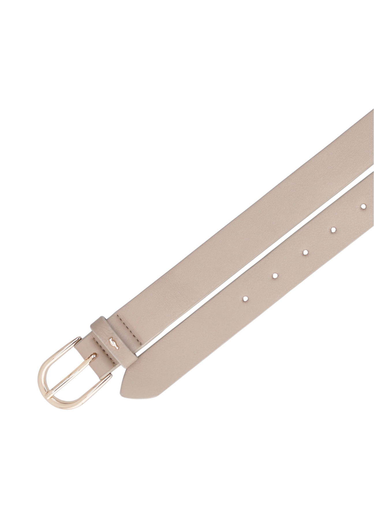 Beige leather women's belt PASDS-0345-1B(Z26), top view of the product on a white background.