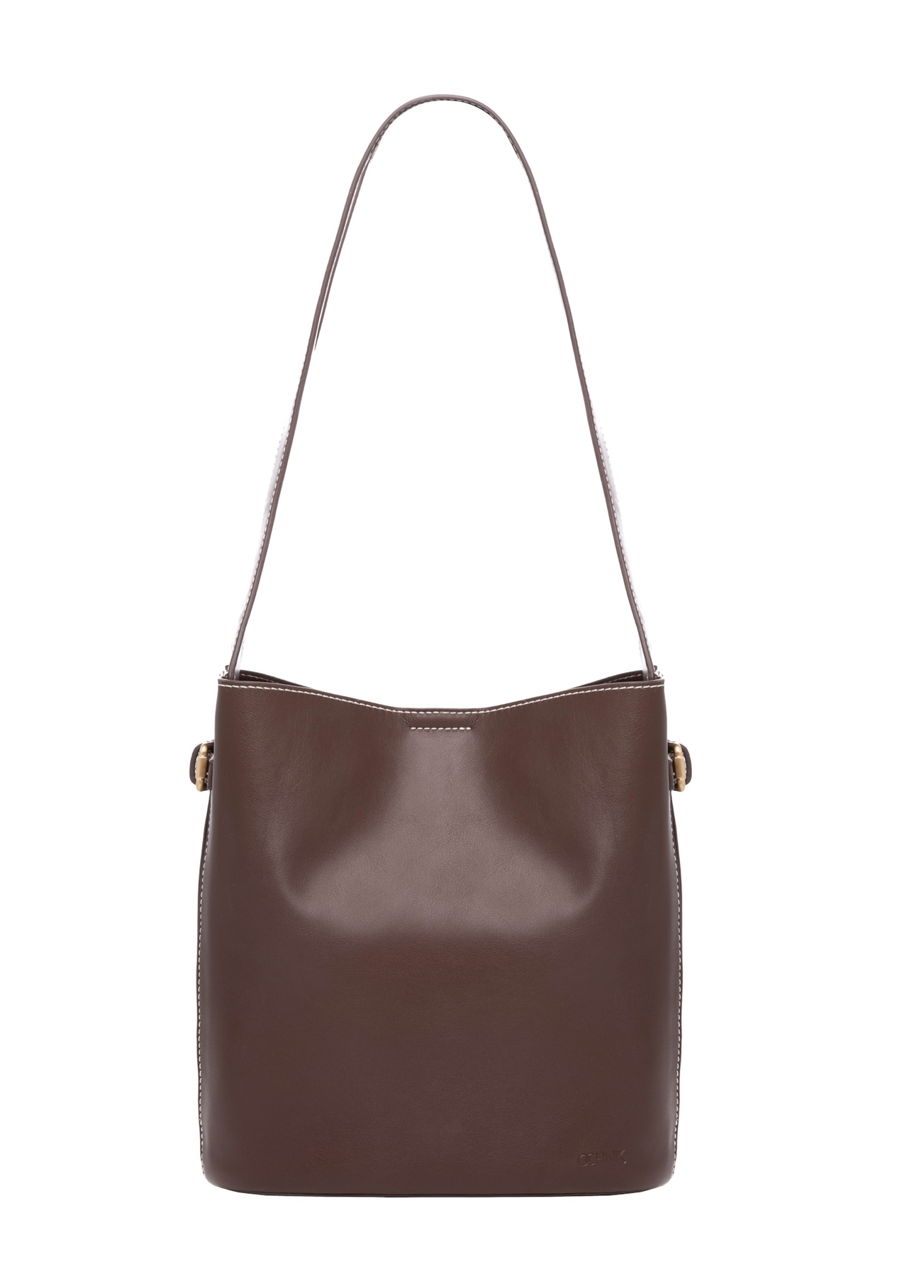 Dark brown women's imitation leather handbag TOREC-1214-1H(W26), front product view on white background.
