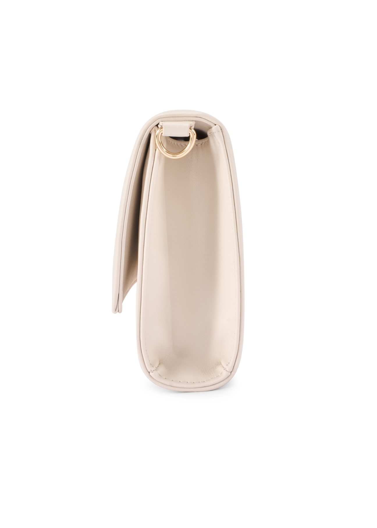 Cream clutch bag TOREC-1210-0B(W26) - side view of the product, on a white background.