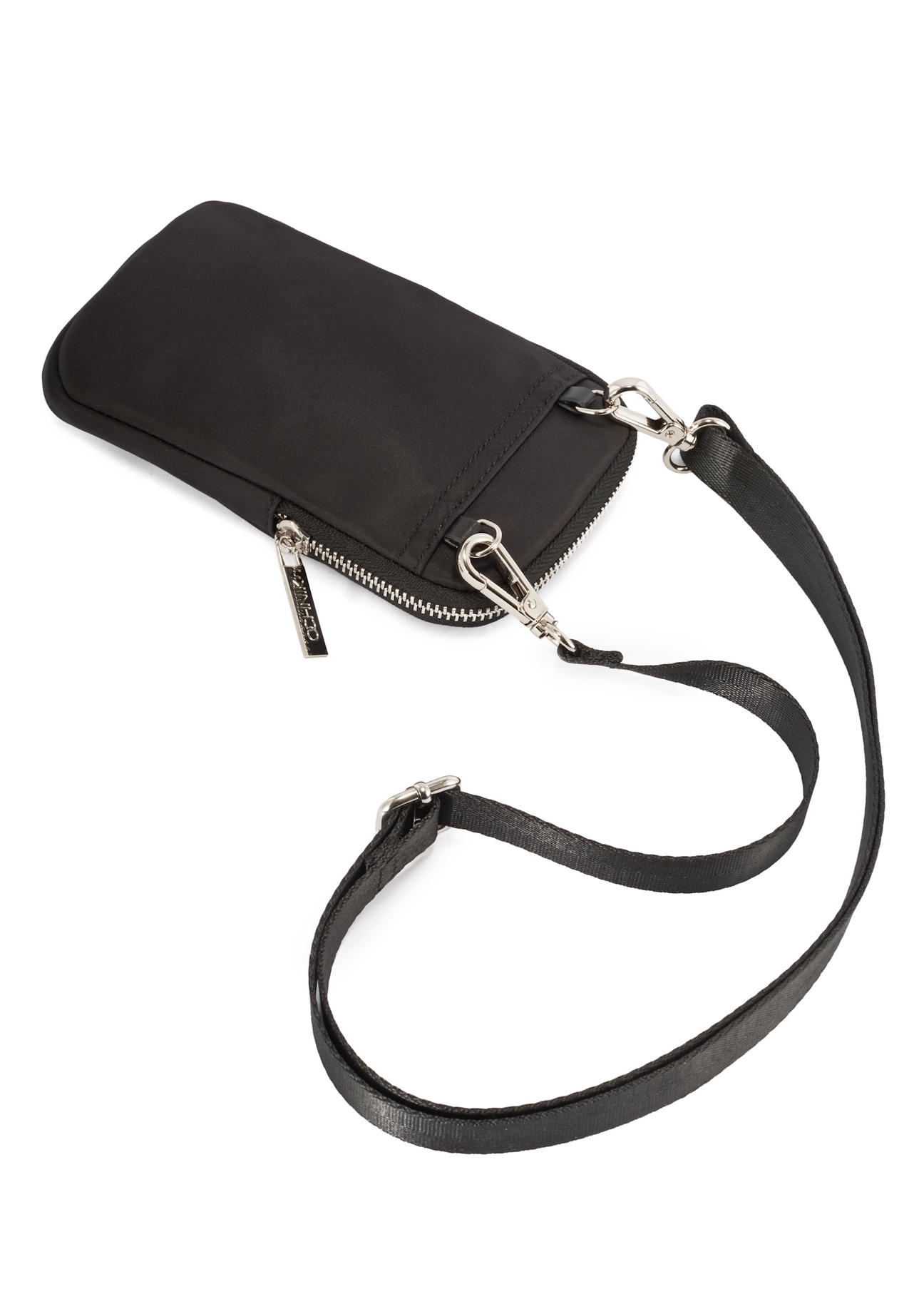 Black fabric women's bag TOREN-0331-99(Z25), product view with strap on white background.