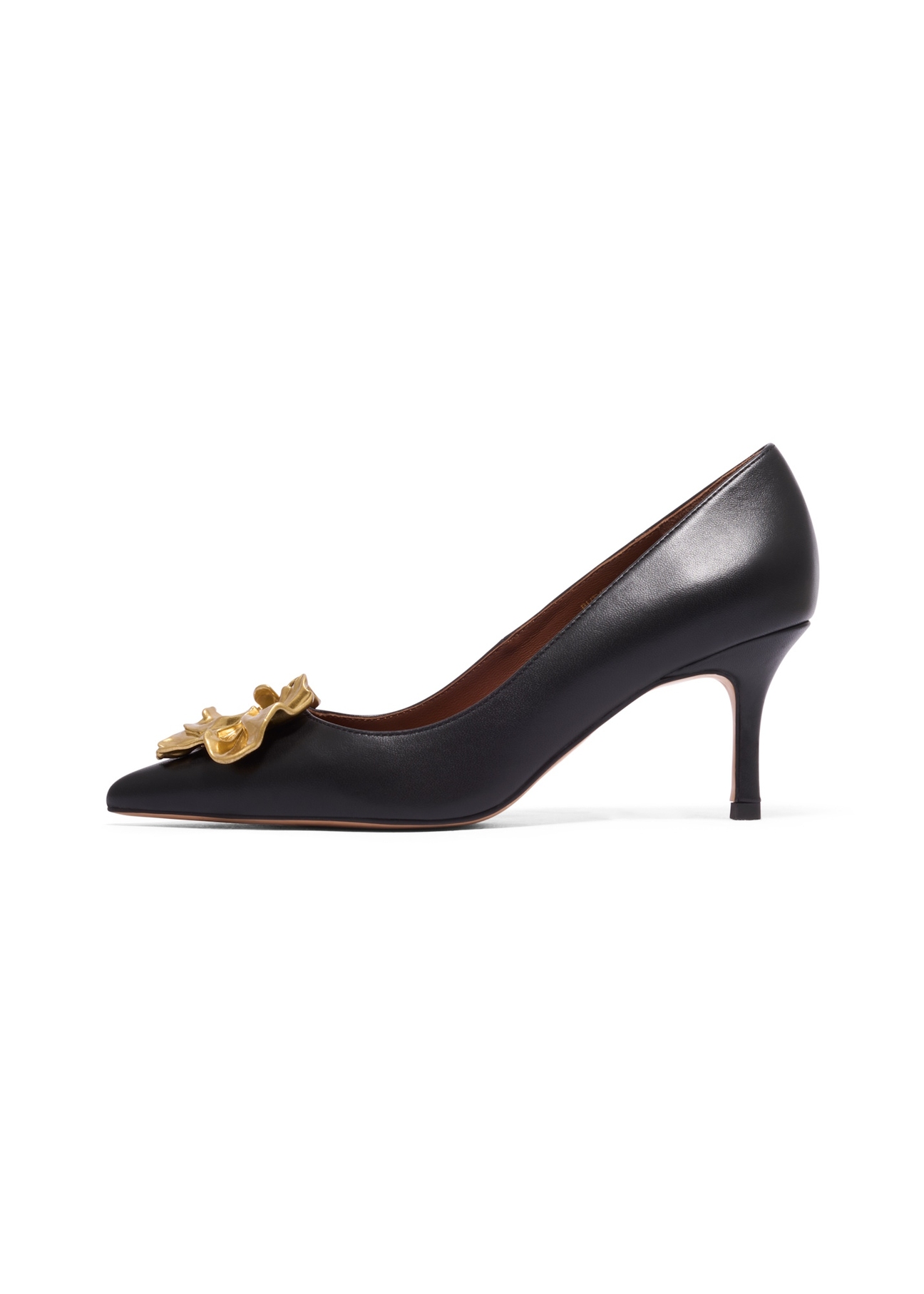 Women's leather high heels in black BUTYD-1298-99(Z26), side view of the product on a white background.