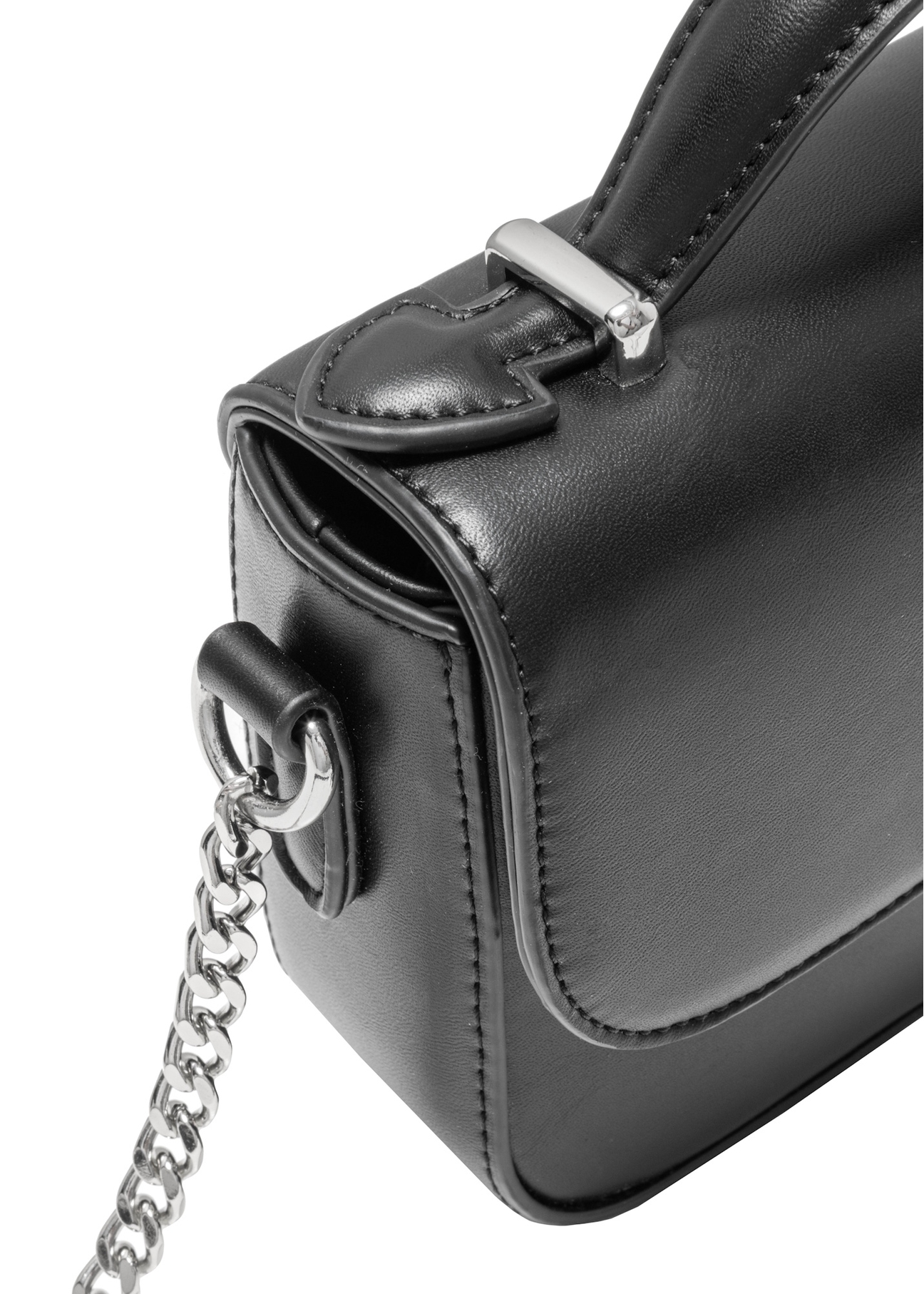Black women's messenger bag TOREC-1066-99(Z25), close-up of the product detail on a white background.