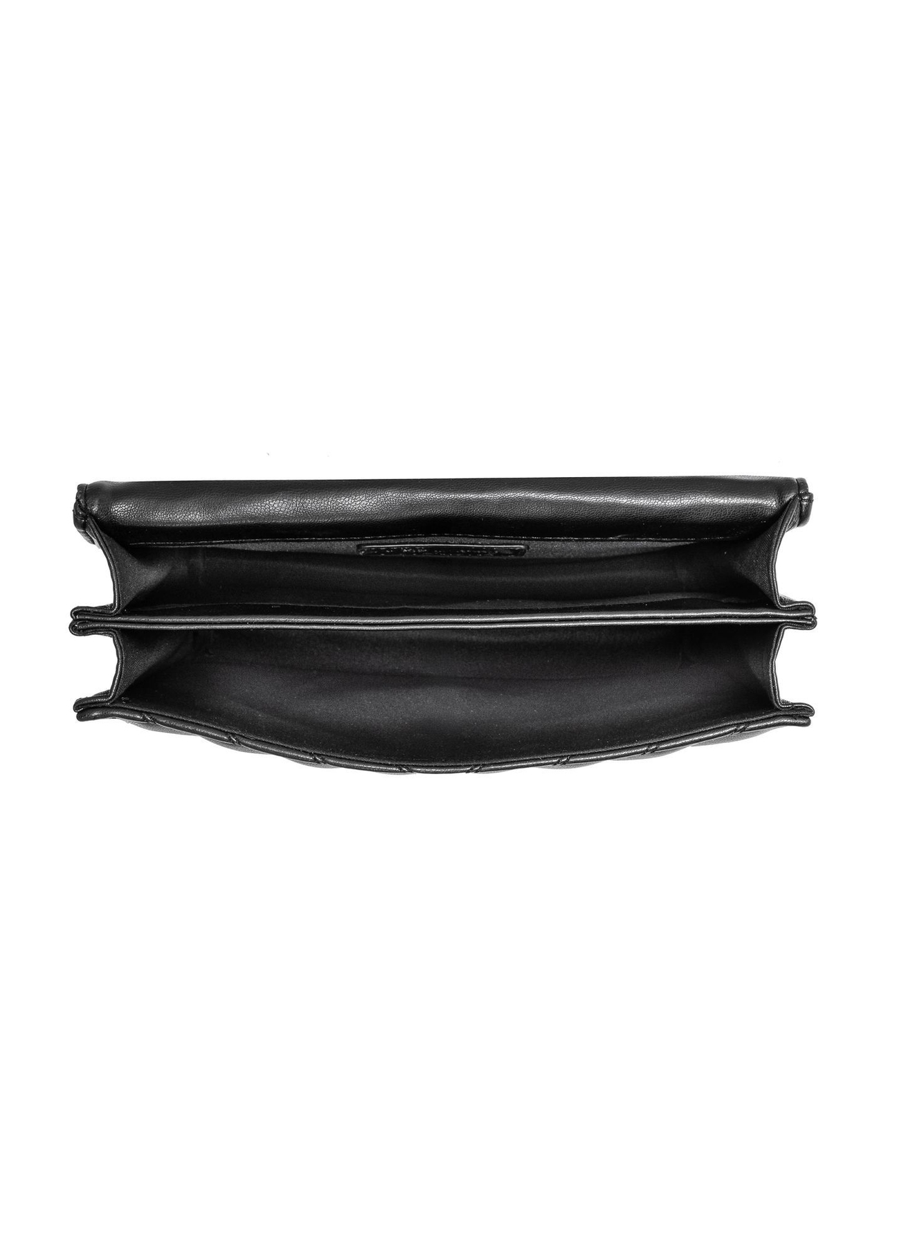 Black quilted women's handbag TOREC-0528D-99(Z25) - product view from above on white background.