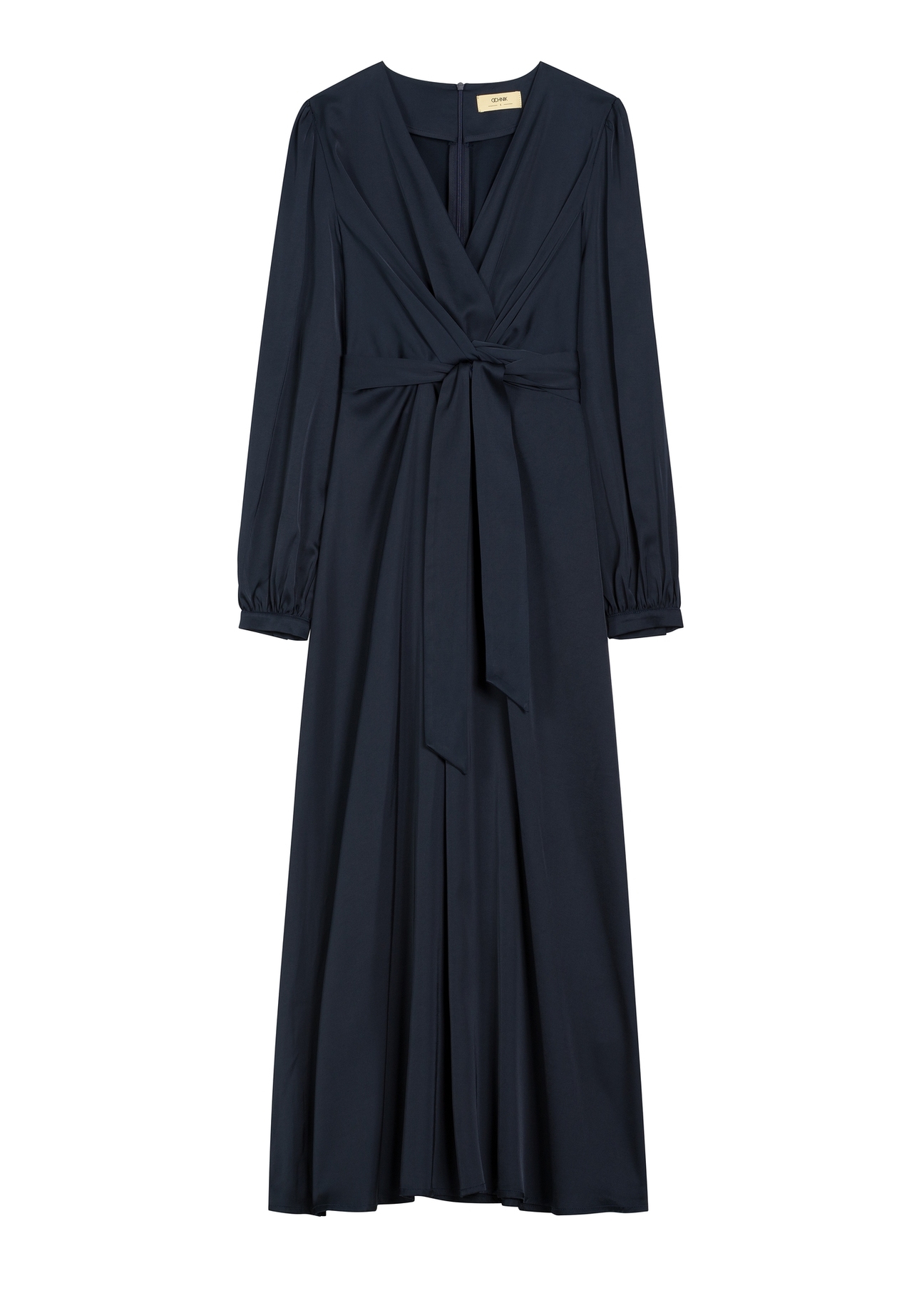 Navy blue midi dress SUKDT-0263-7E(W26), product view from the front on a white background.
