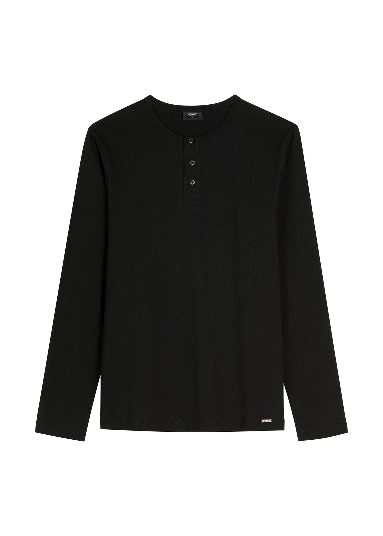 Men's black cotton longsleeve LSLMT-0010-99(W26), front product view on white background.
