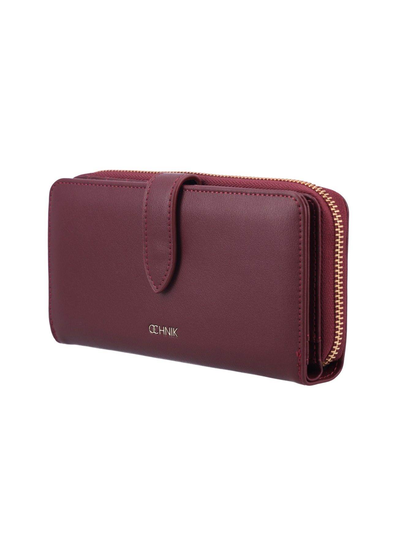 Burgundy large women's wallet POREC-0444-4D(Z26) - diagonal product view, on a white background.