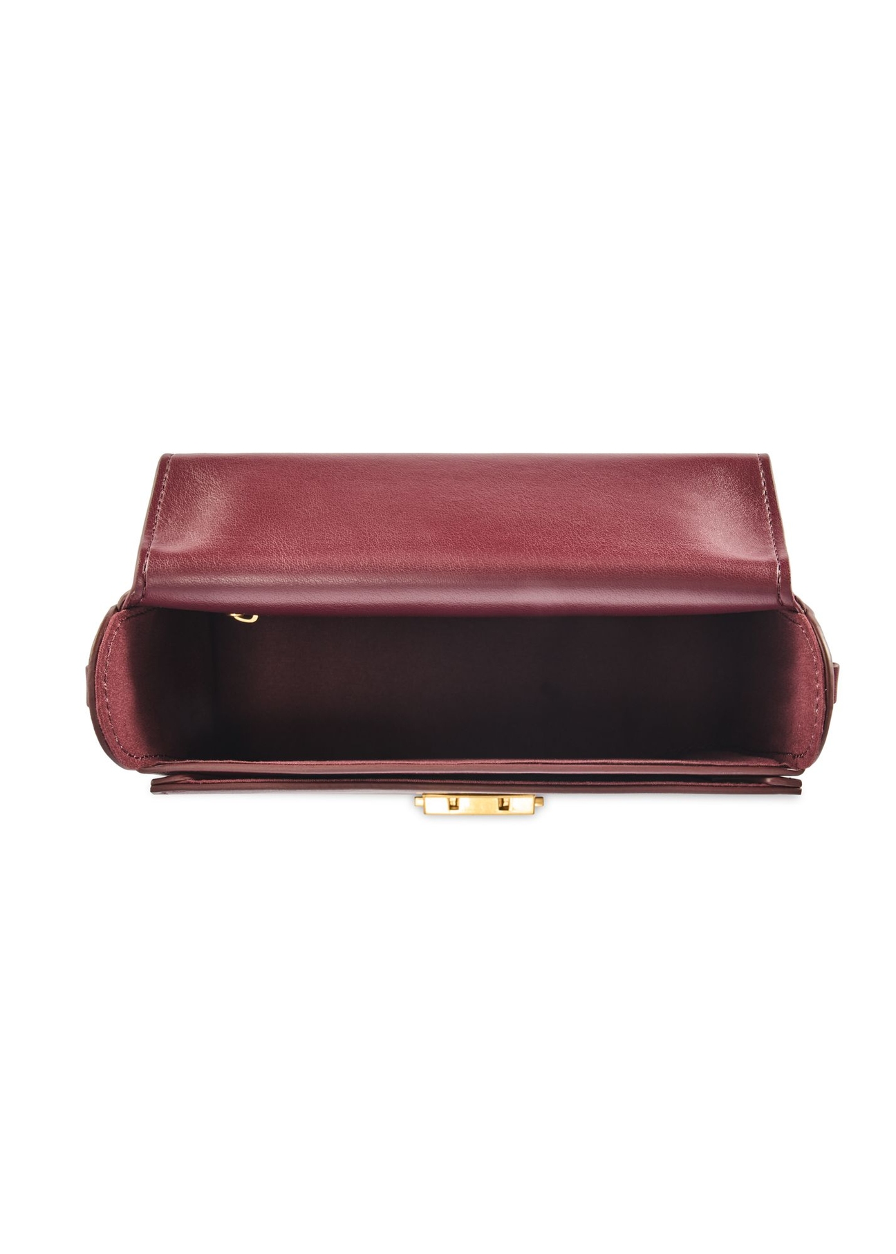 Burgundy women's trunk handbag TOREC-1080-49(Z25) - top view of the product on a white background.