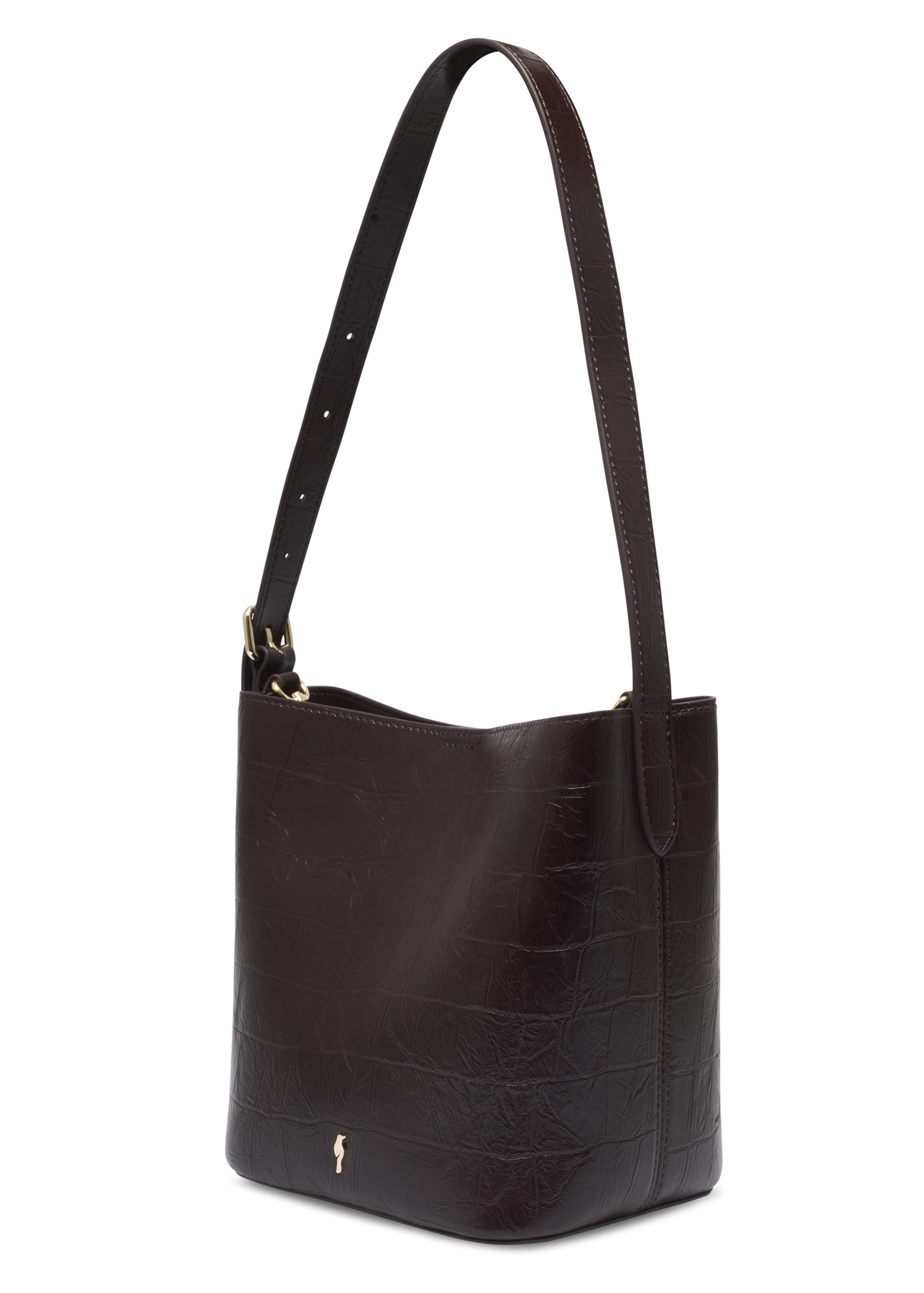 Burgundy crocodile handbag TOREC-1305-4D(Z26). Side view diagonally on a white background.