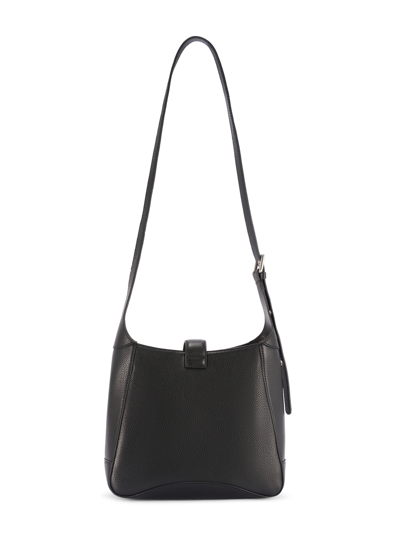 Black leather shoulder bag TORES-1211-9I(W26) - product view from the back, on a white background.