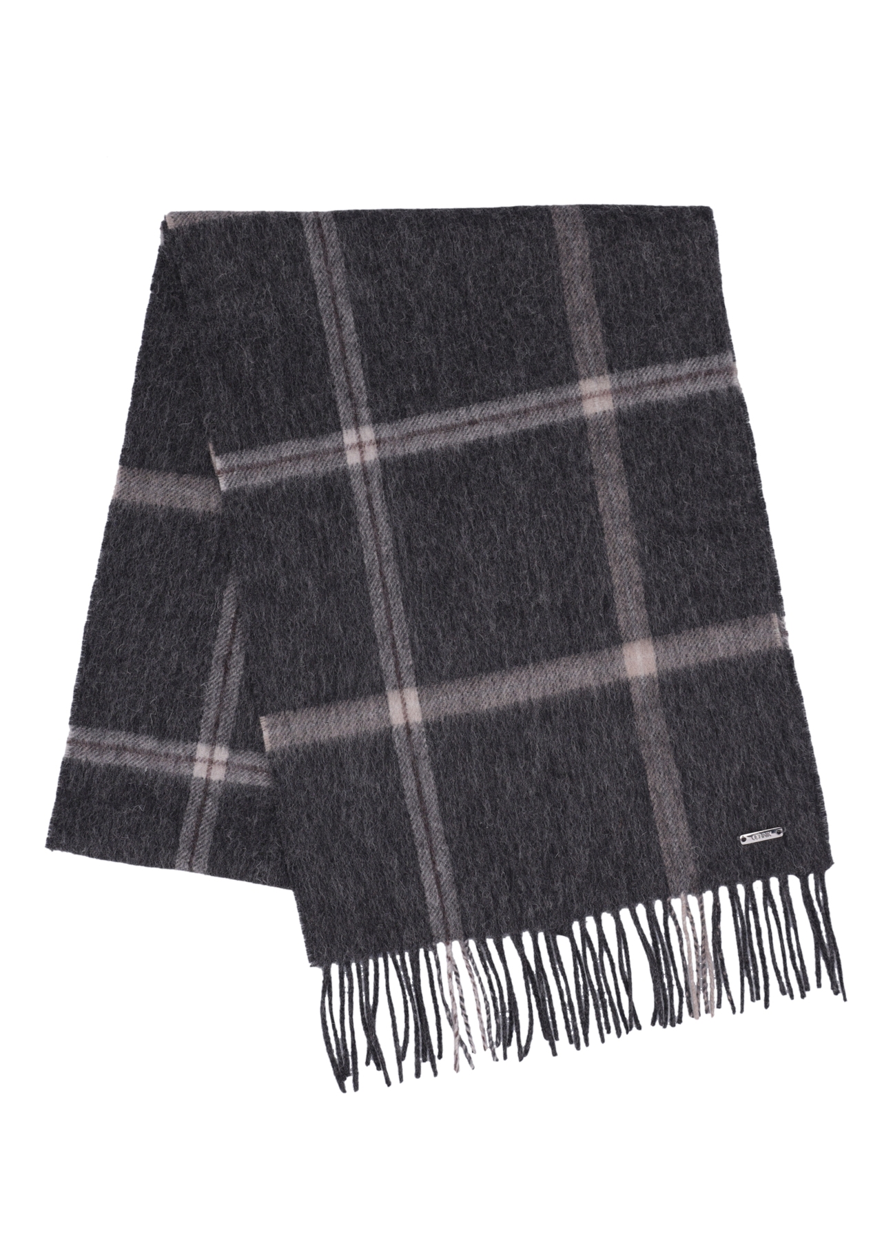 Men's woolen checkered scarf SZAMT-0089-9J(Z26), front view of the folded product on a white background.