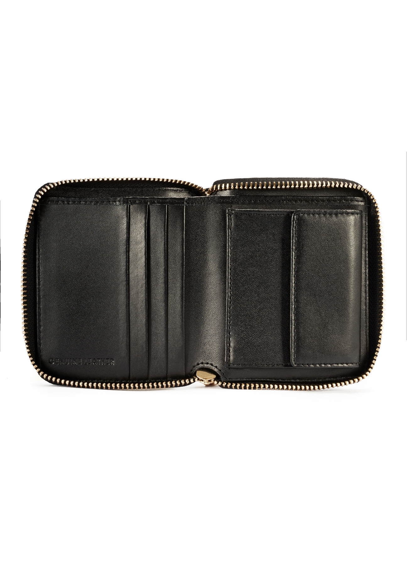 Black leather women's wallet PORES-0972-99(Z25), product view from the inside on a white background.