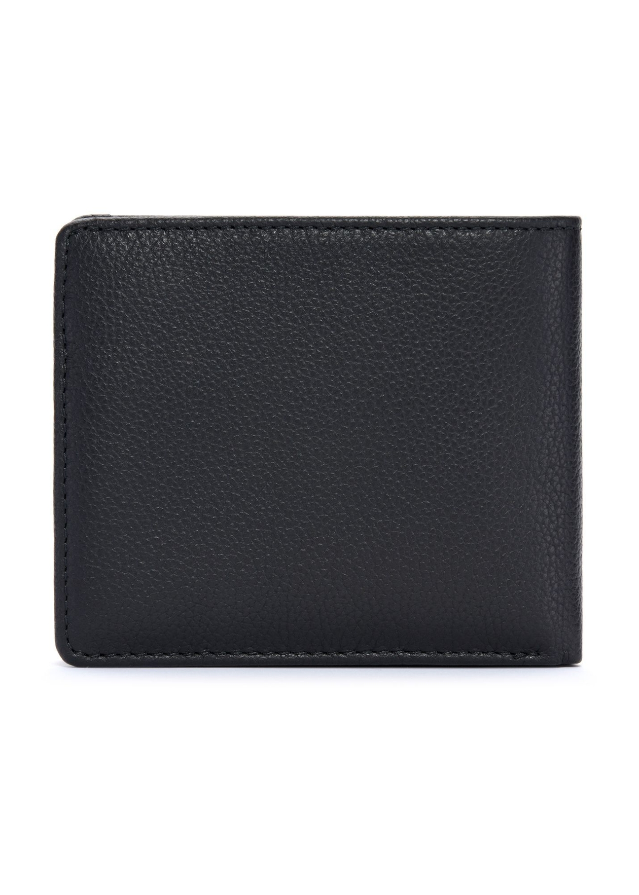 Men's leather black wallet PORMS-0629A-9I(W26), back view of the product on a white background.