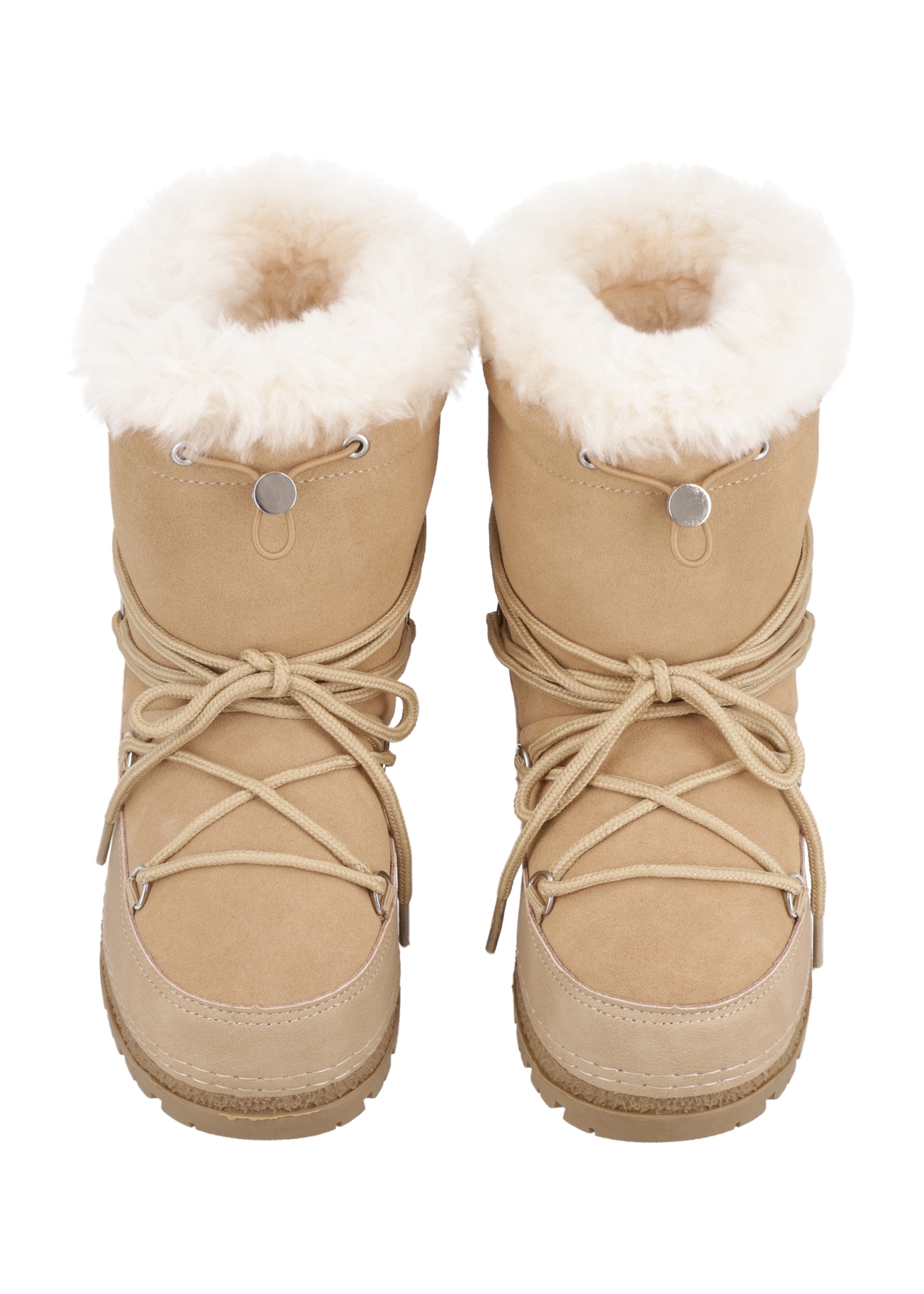 Women's snow boots in cool beige color BUTYD-1315-1K(Z26), front view of the product on a white background.