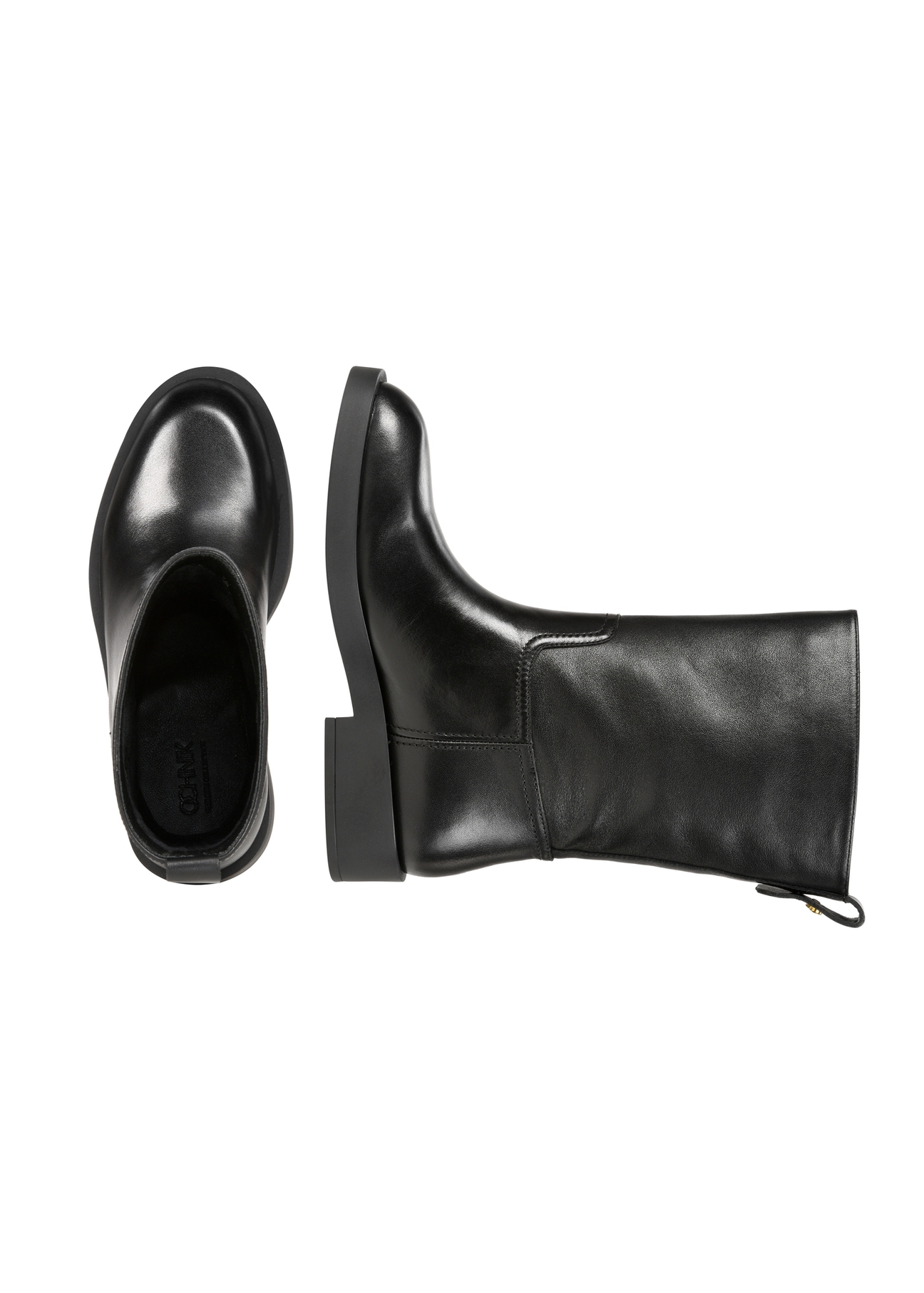Women's leather ankle boots BUTYD-1216-99(Z25), product view from the top and side on a white background.