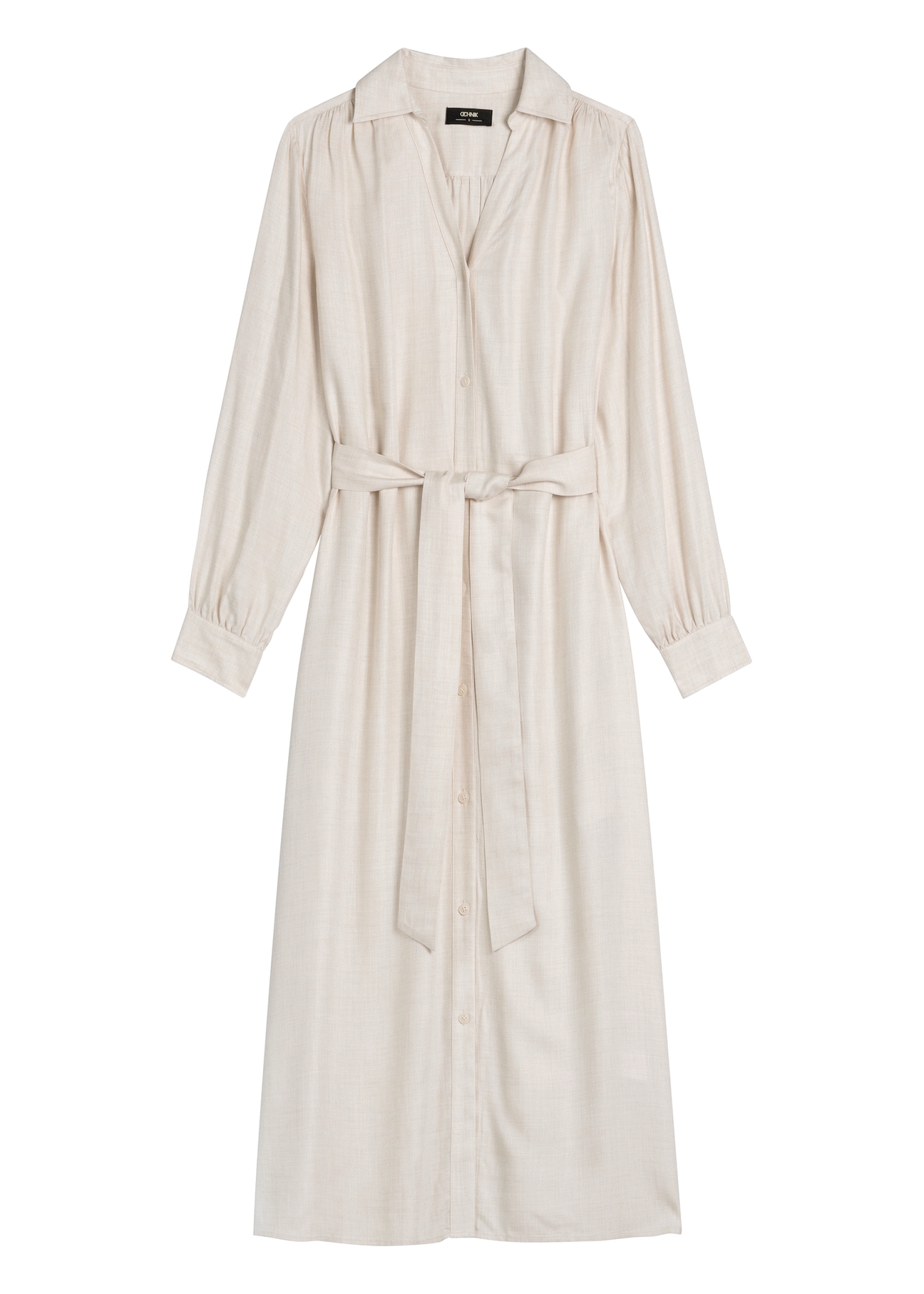 Light beige women's midi dress SUKDT-0269-1A(W26) - front product view, on white background.