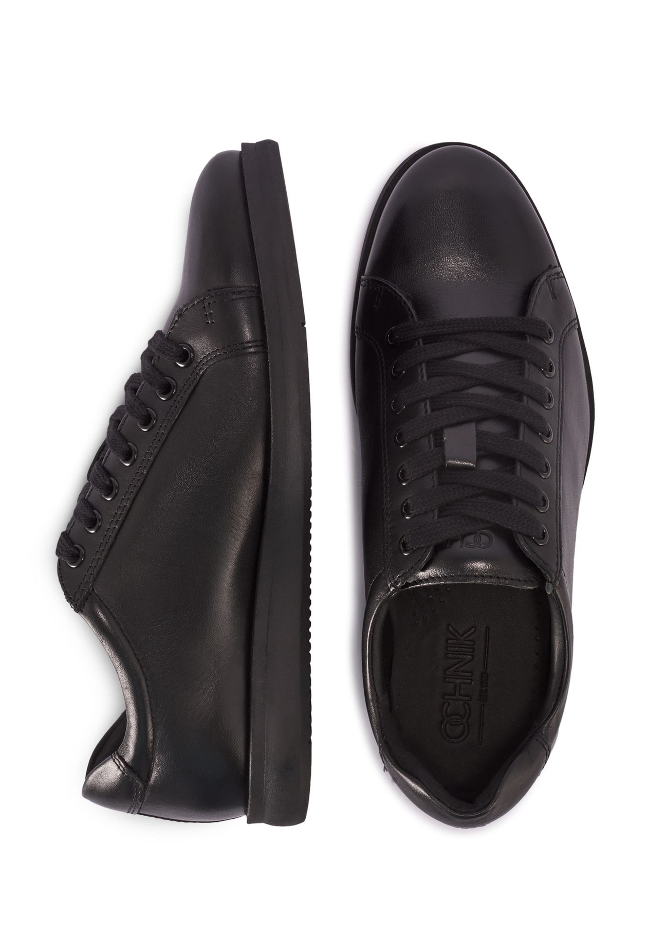 Black men's leather shoes BUTYM-0513-99(Z25) - side and top view of the product on a white background.