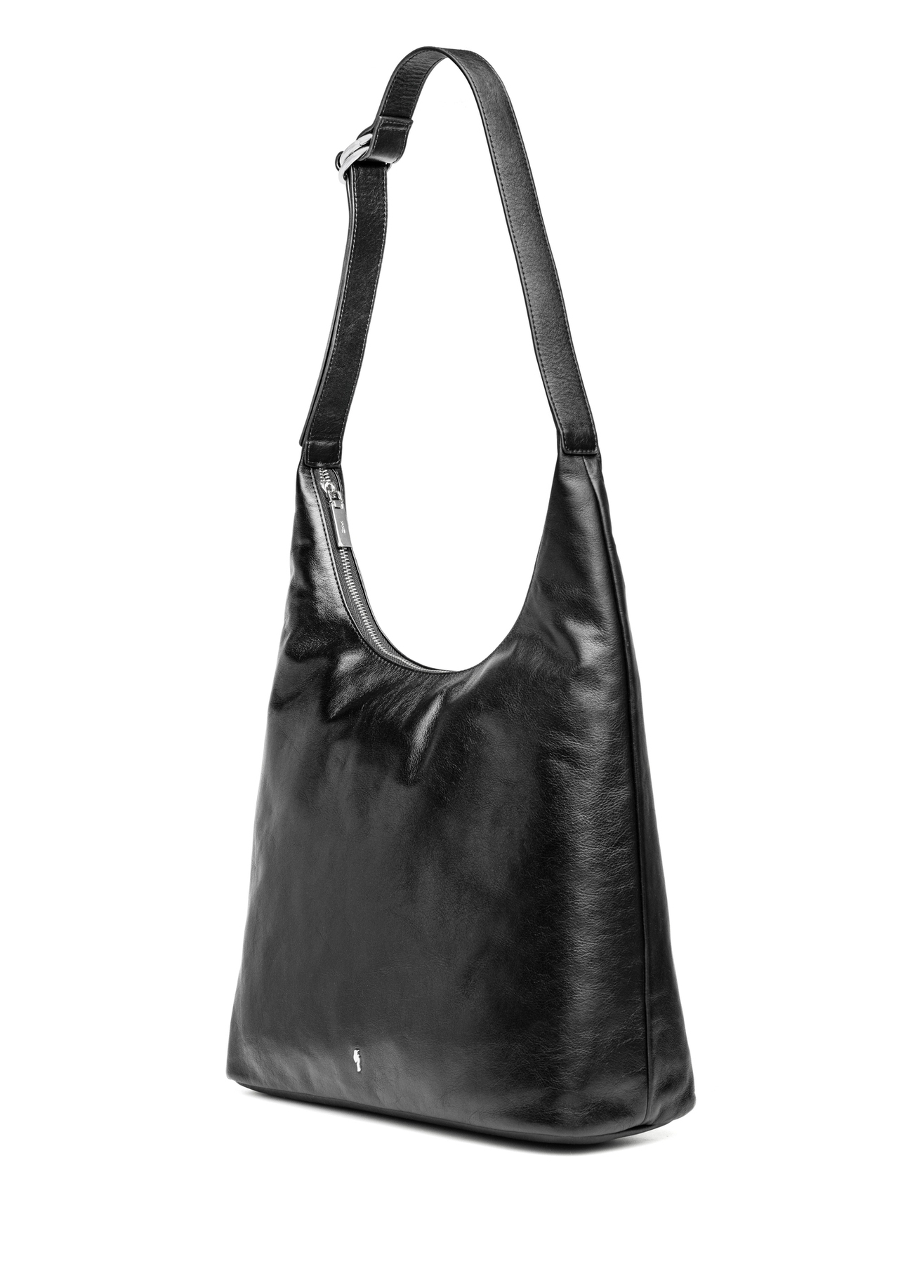 Black large leather women's handbag TORES-1225-99(W26) - diagonal product view, on a white background.