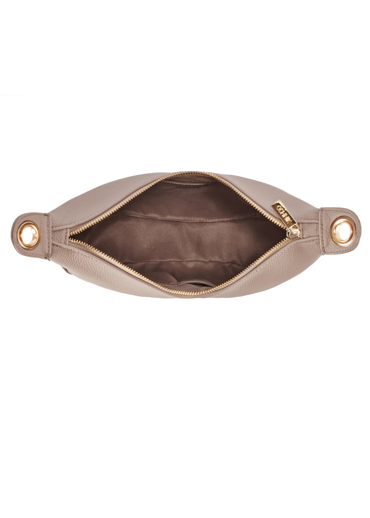 Beige women's handbag in hobo style TOREC-0829 A-80(Z 25), product view from the inside on a white background.