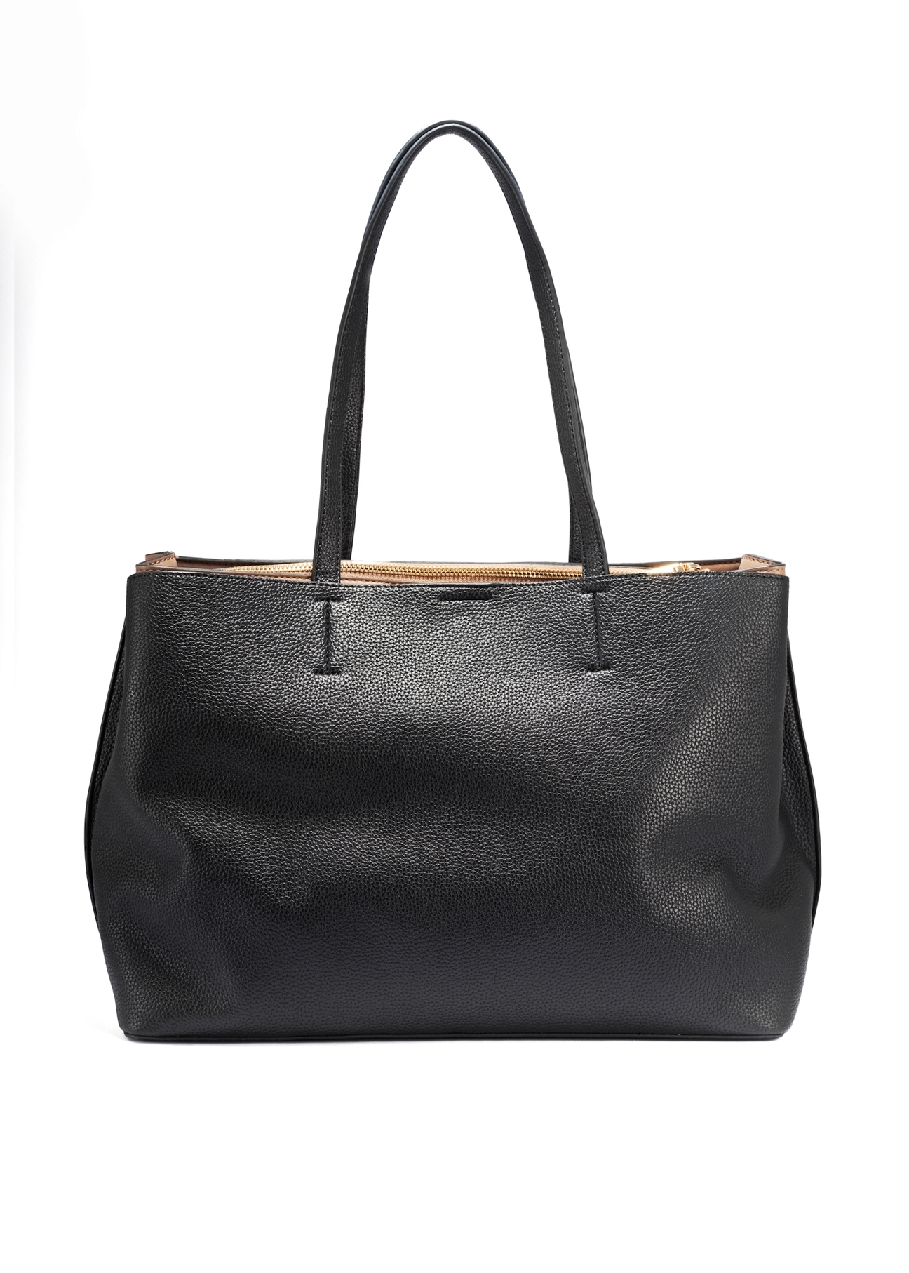 Black large women's handbag TOREC-1054-99(Z25), product view from the back on a white background.